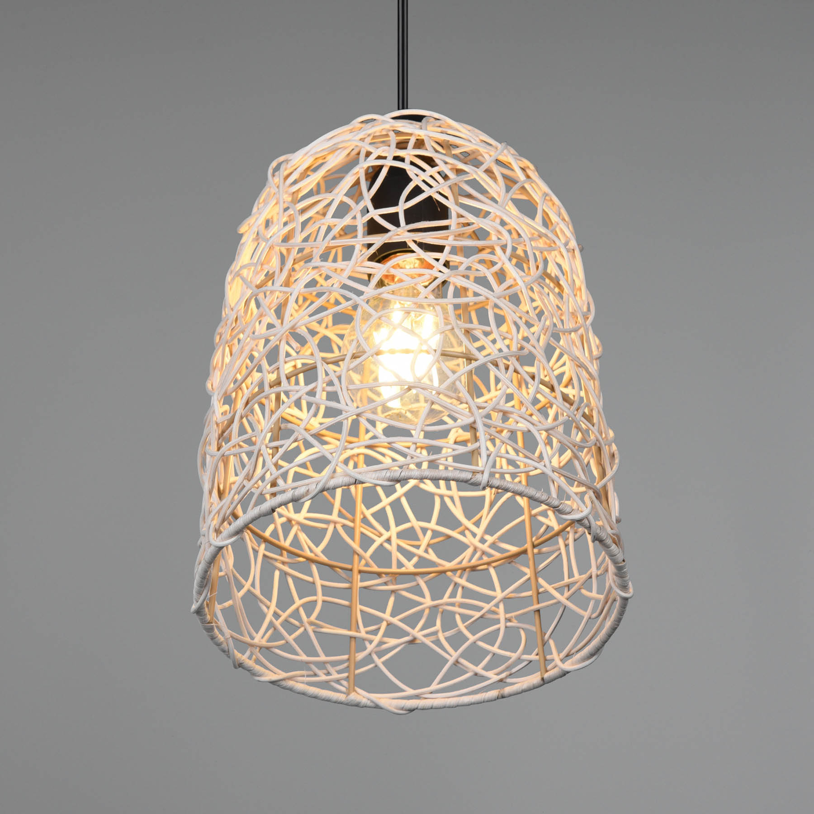 Lovis pendant light, rattan mesh, one-bulb