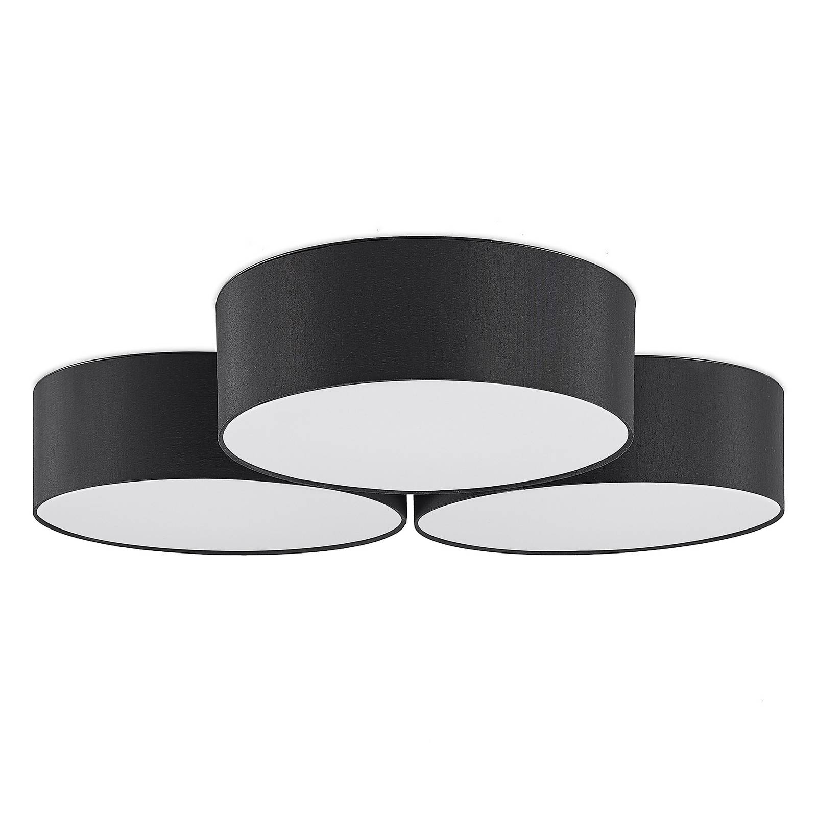 Lindby Janita plafonnier en tissu LED 3 l. noir