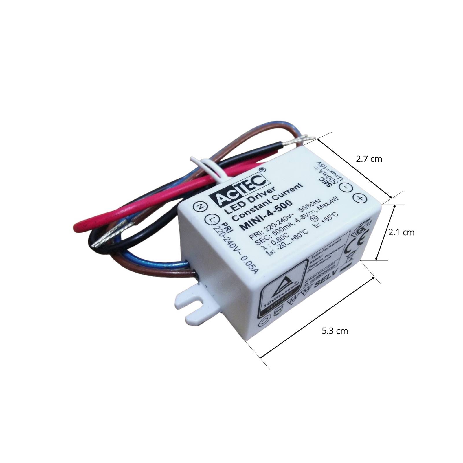 AcTEC Mini driver LED CC 500mA 4 W IP65