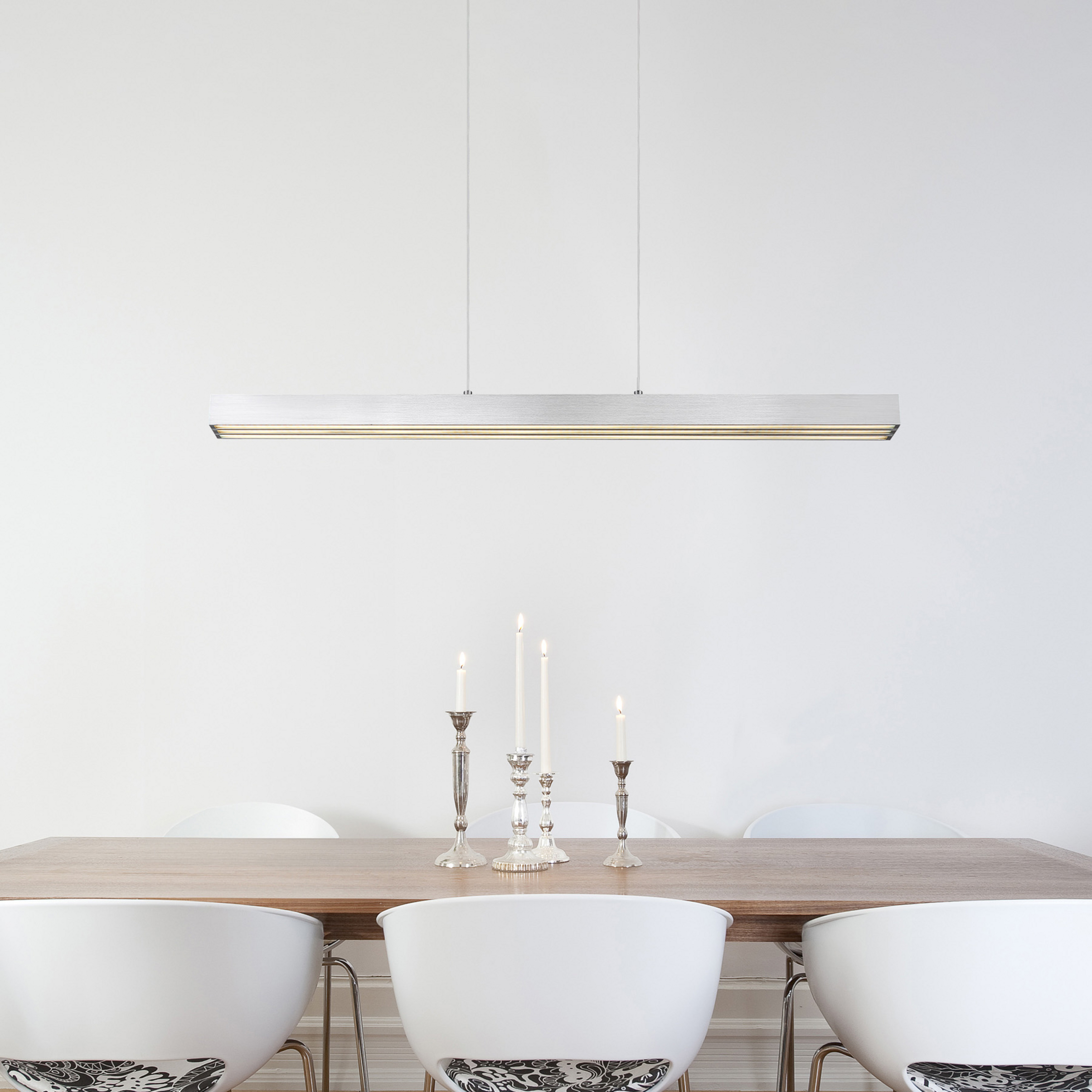 Suspension LED Ethan, couleur aluminium, métal, 150 cm, extensible