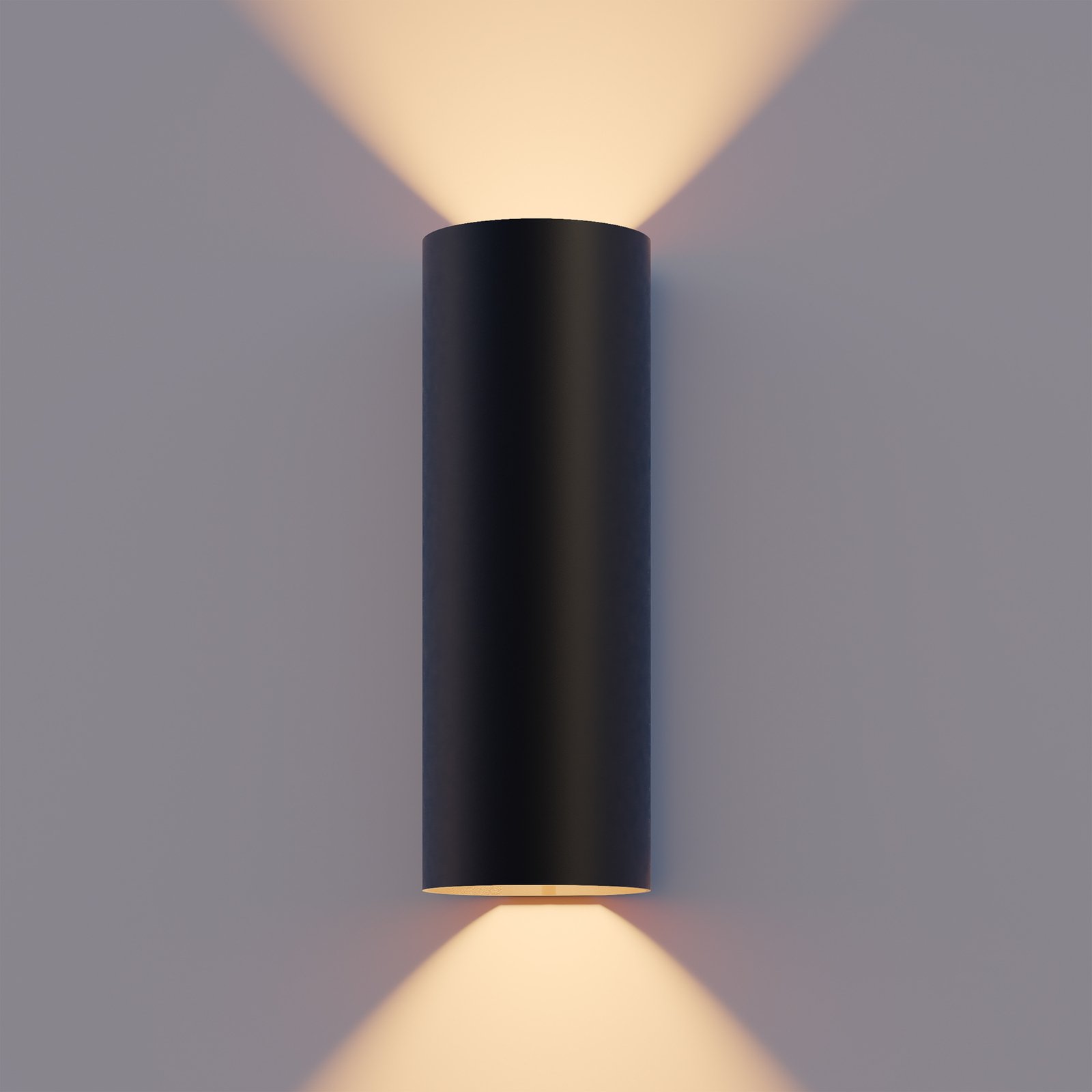 Calex LED utendørs LED-vegglampe Rund, opp/ned, høyde 23 cm, svart