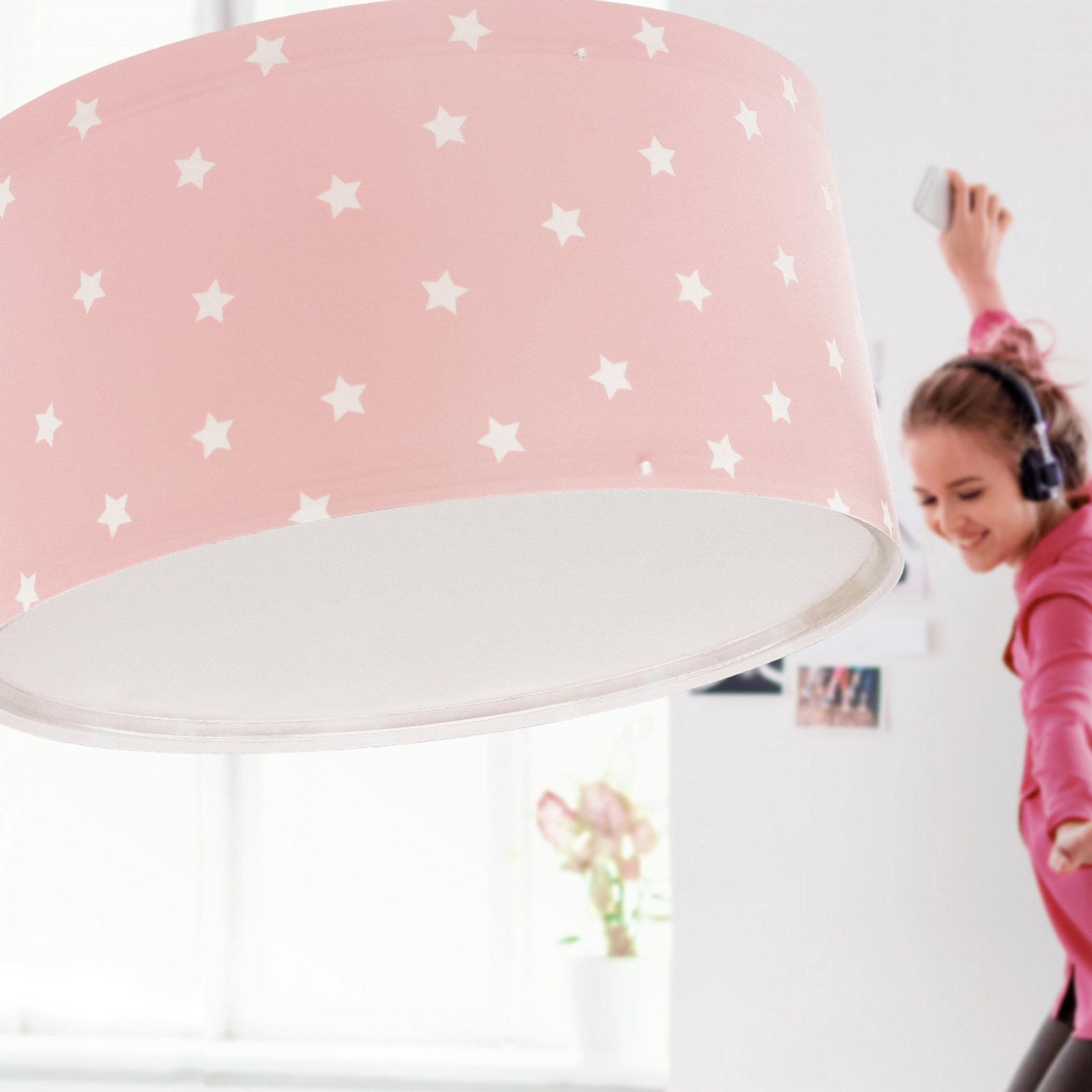 Dalber Star Light plafondlamp voor kinderen roze