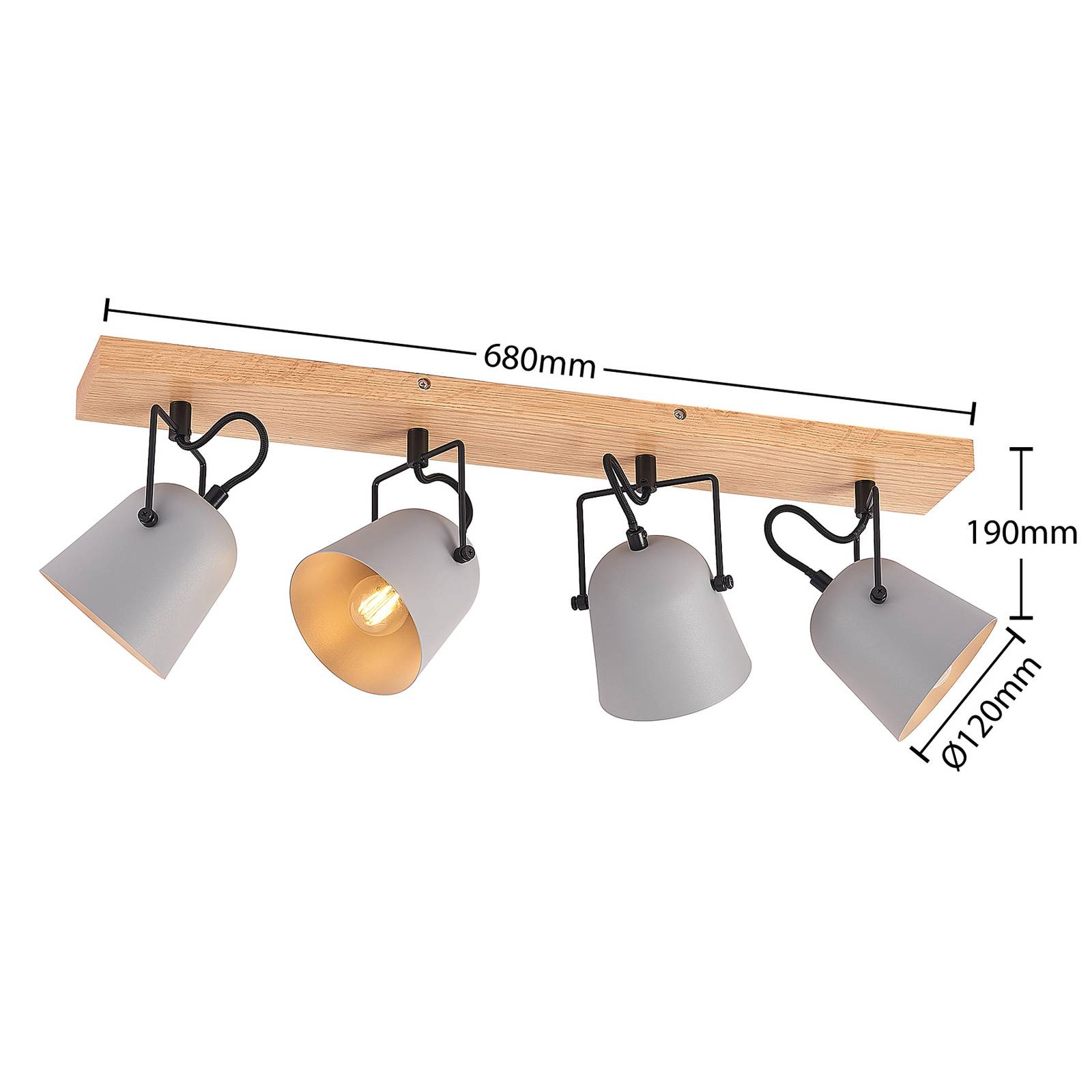 Lindby Adalin lampa sufitowa, 4-punktowa, szara