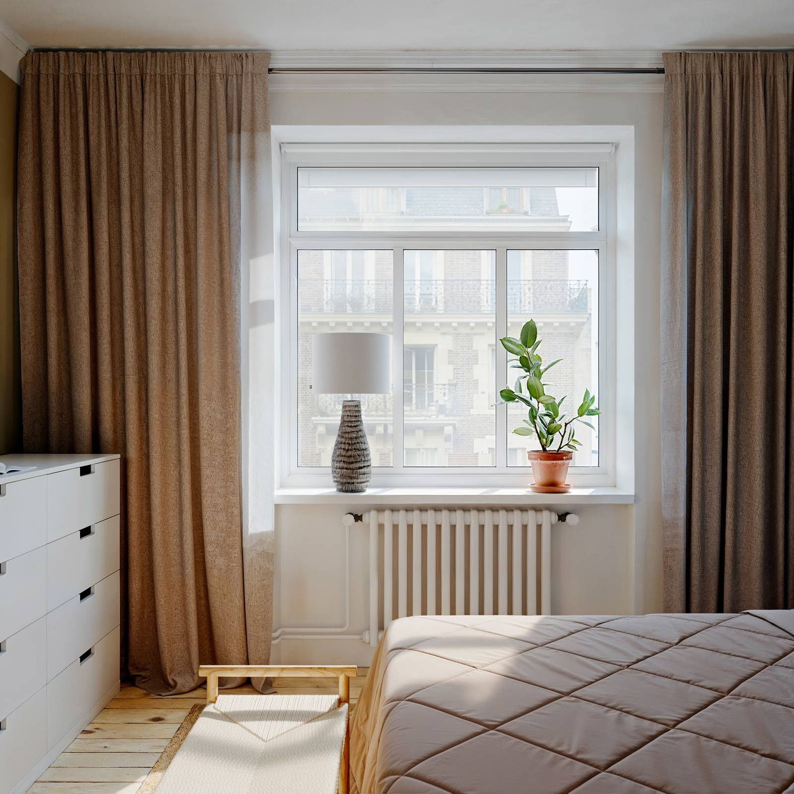 By Rydens Tischleuchte Bartha, braun/beige, Höhe 74 cm günstig online kaufen