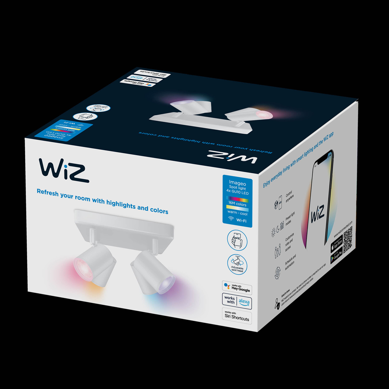 WiZ foco de techo LED Imageo, 4 luces blanco