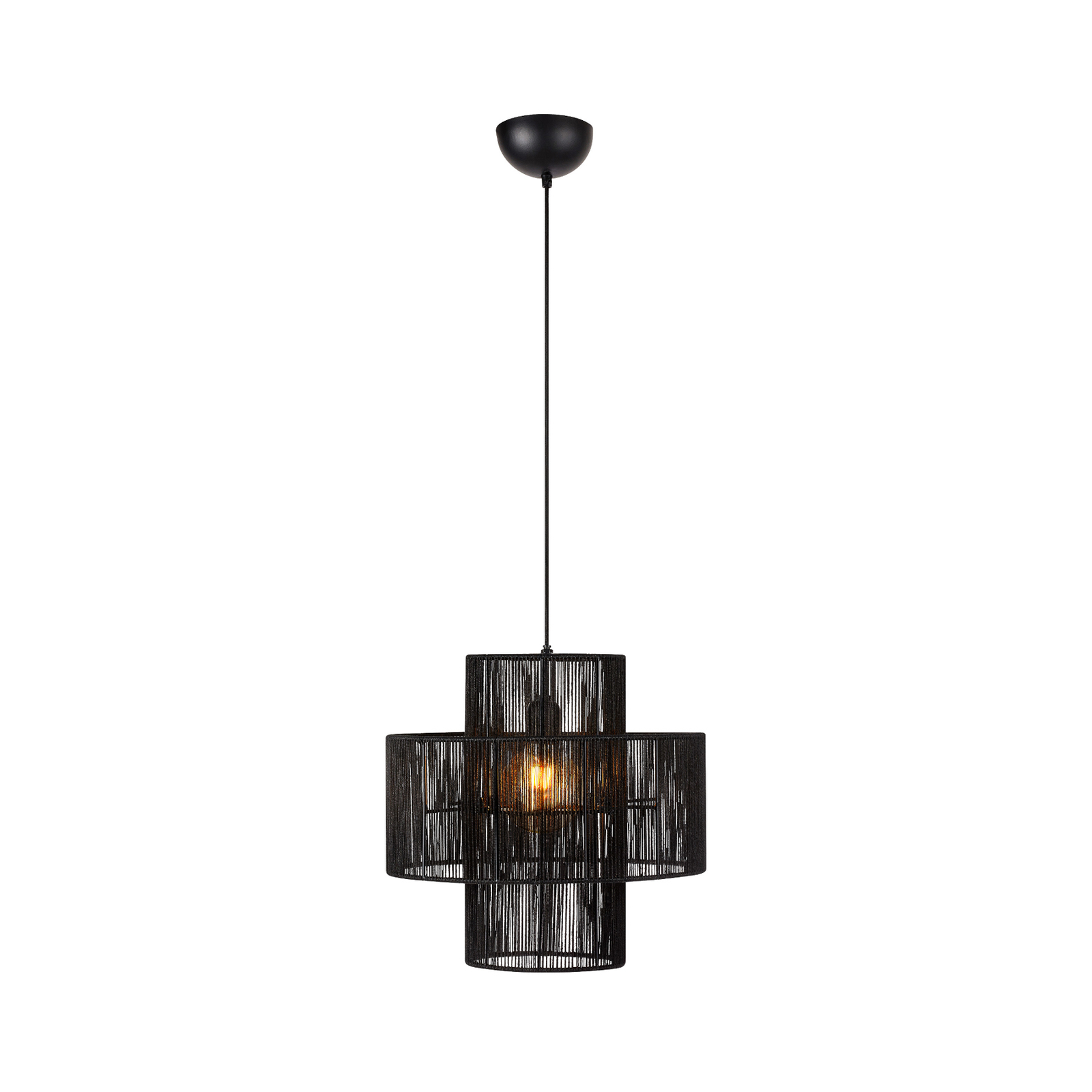 Soga hanging light, plug, black, jute, Ø 40 cm