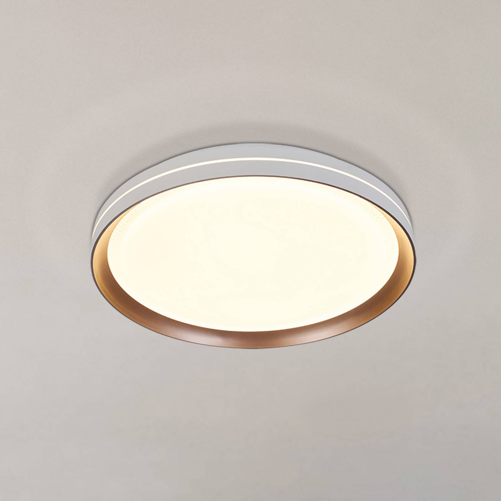 Searchlight Plafonnier LED Saucer, blanc/latte, Ø 39 cm, fer/acrylique