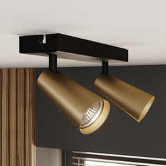 Lucande plafoniera Angelina, a 2 luci, ottone/oro