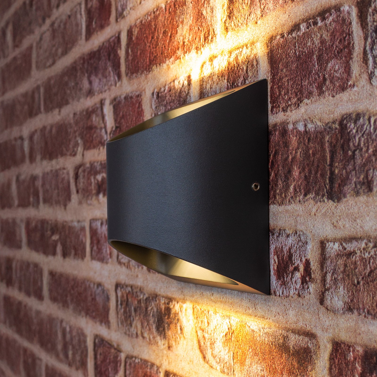 Aplique para exterior Dodd, negro, aluminio, semicircular