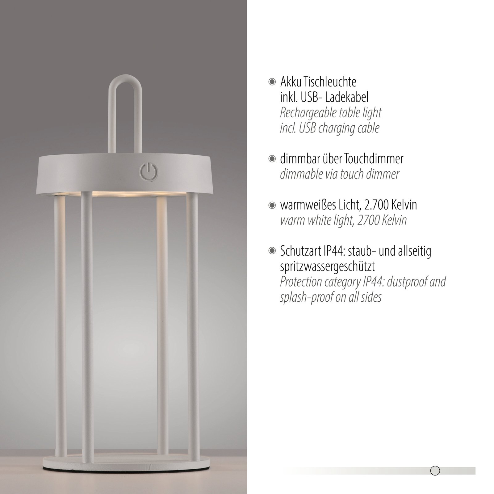 JUST LIGHT. LED table lamp Anselm grey-beige 28cm iron