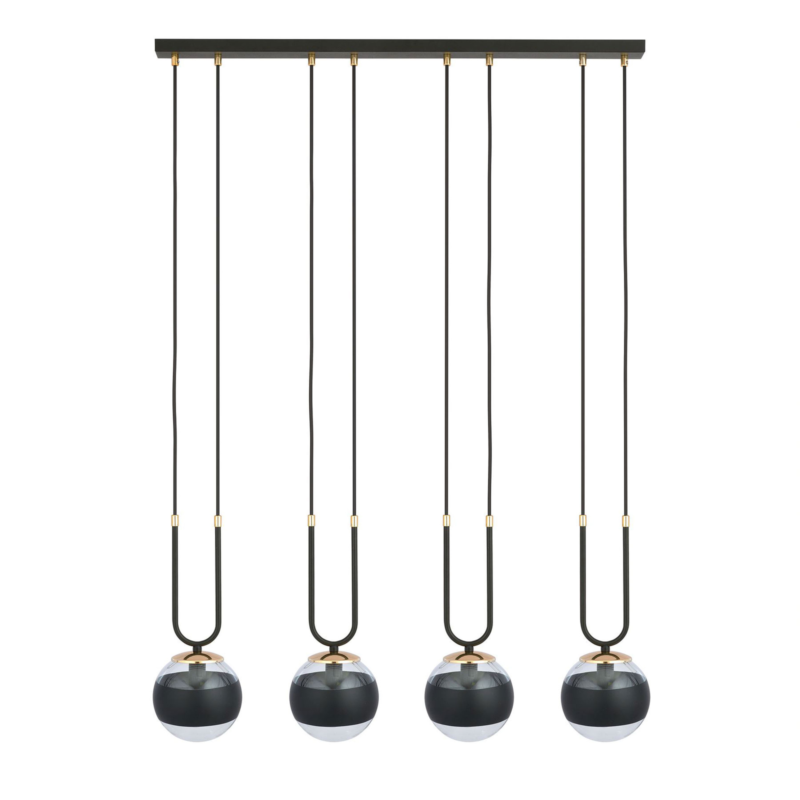 Suspension Linear noire/transparente quatre lampes