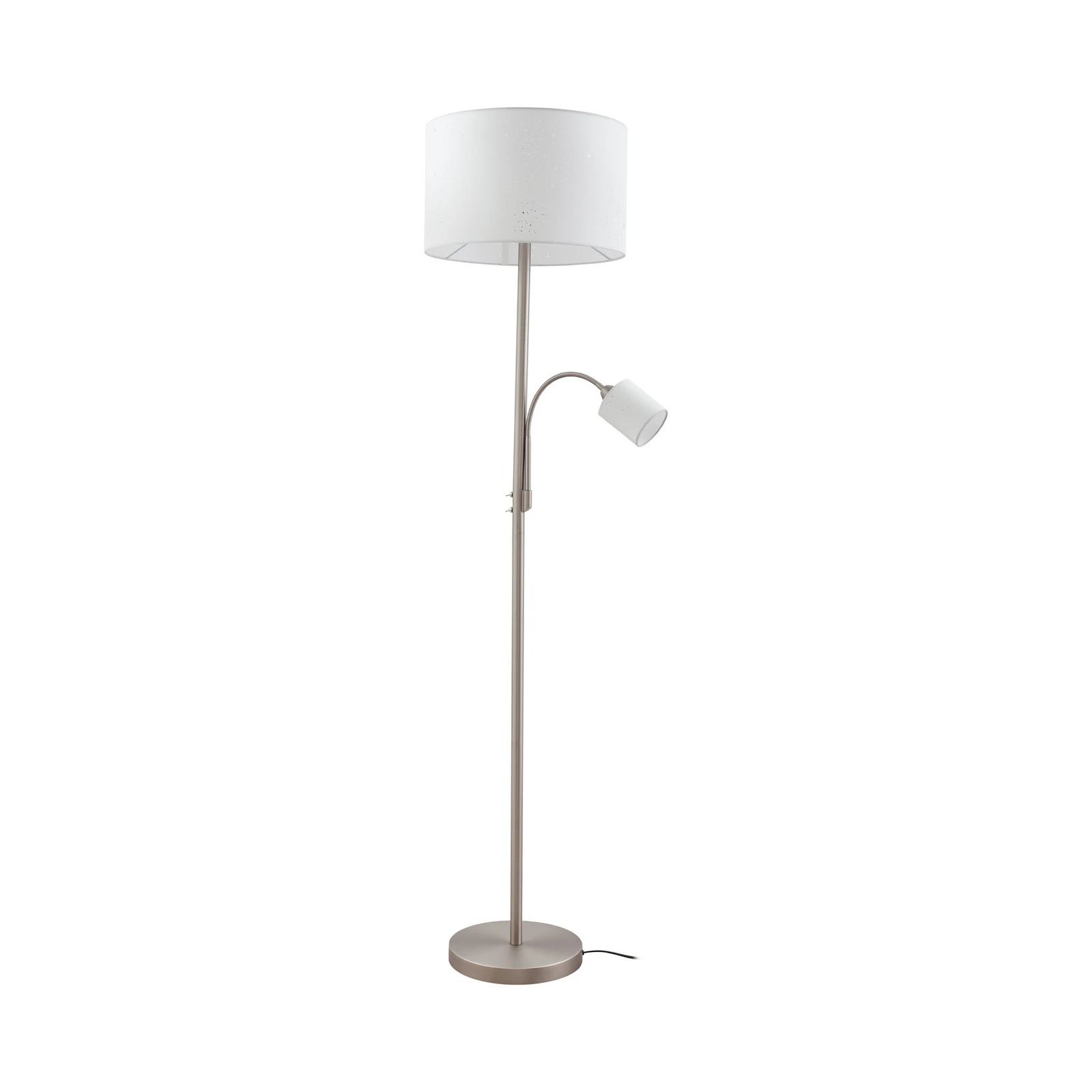 Lindby Jaileen podna lampa, bijela, tkanina, 171 cm, lampa za čitanje