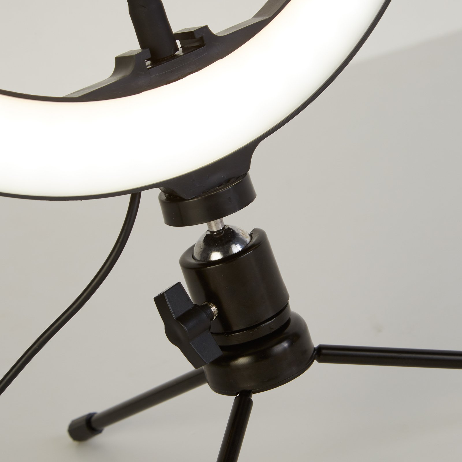 Anel luminoso LED Tripé para selfies, suporte para telemóvel USB CCT