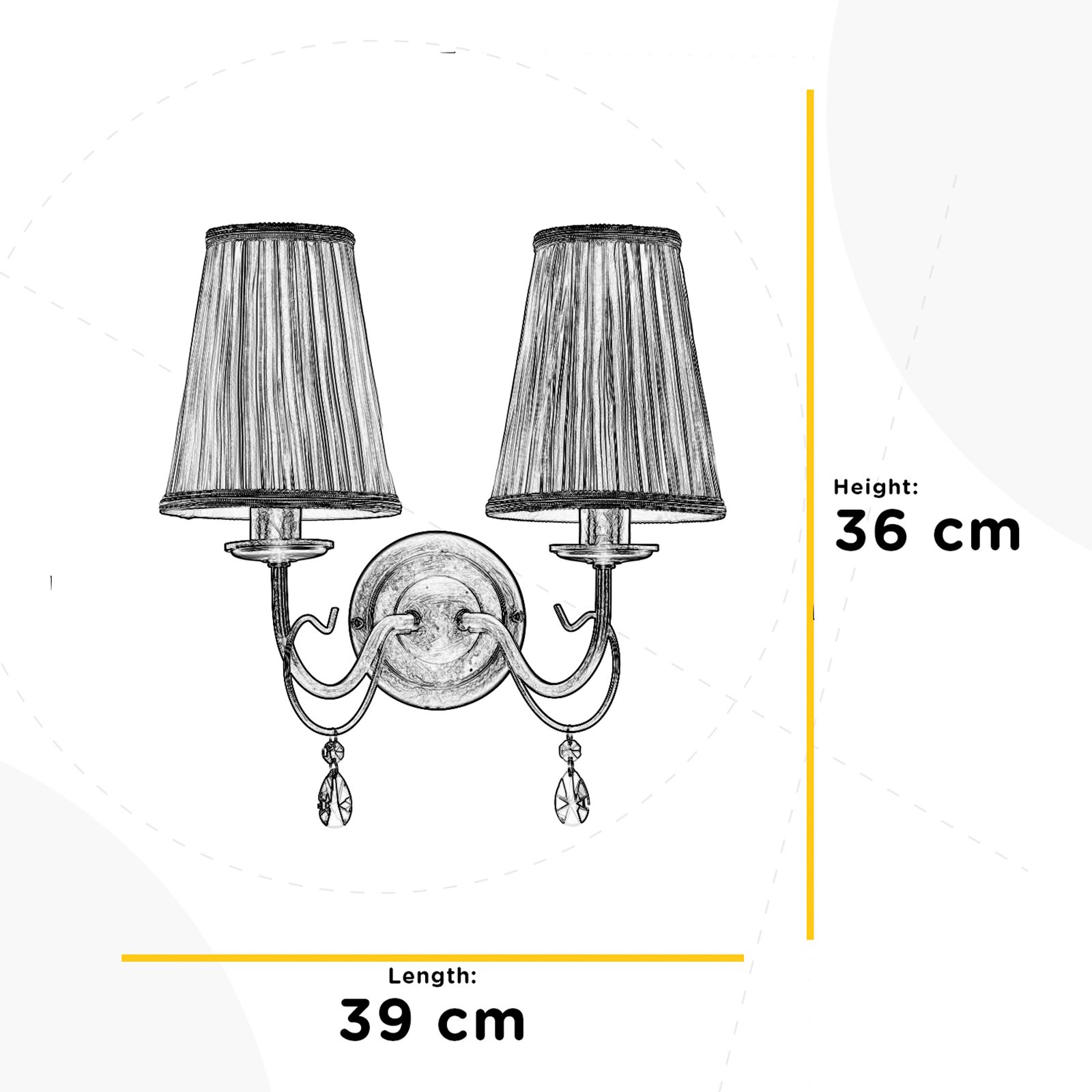 Delia vägglampa, bronsfärgad, 2-ljus, bredd 25 cm