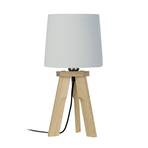 HerzBlut Tre table lamp, natural oak, white, 42 cm