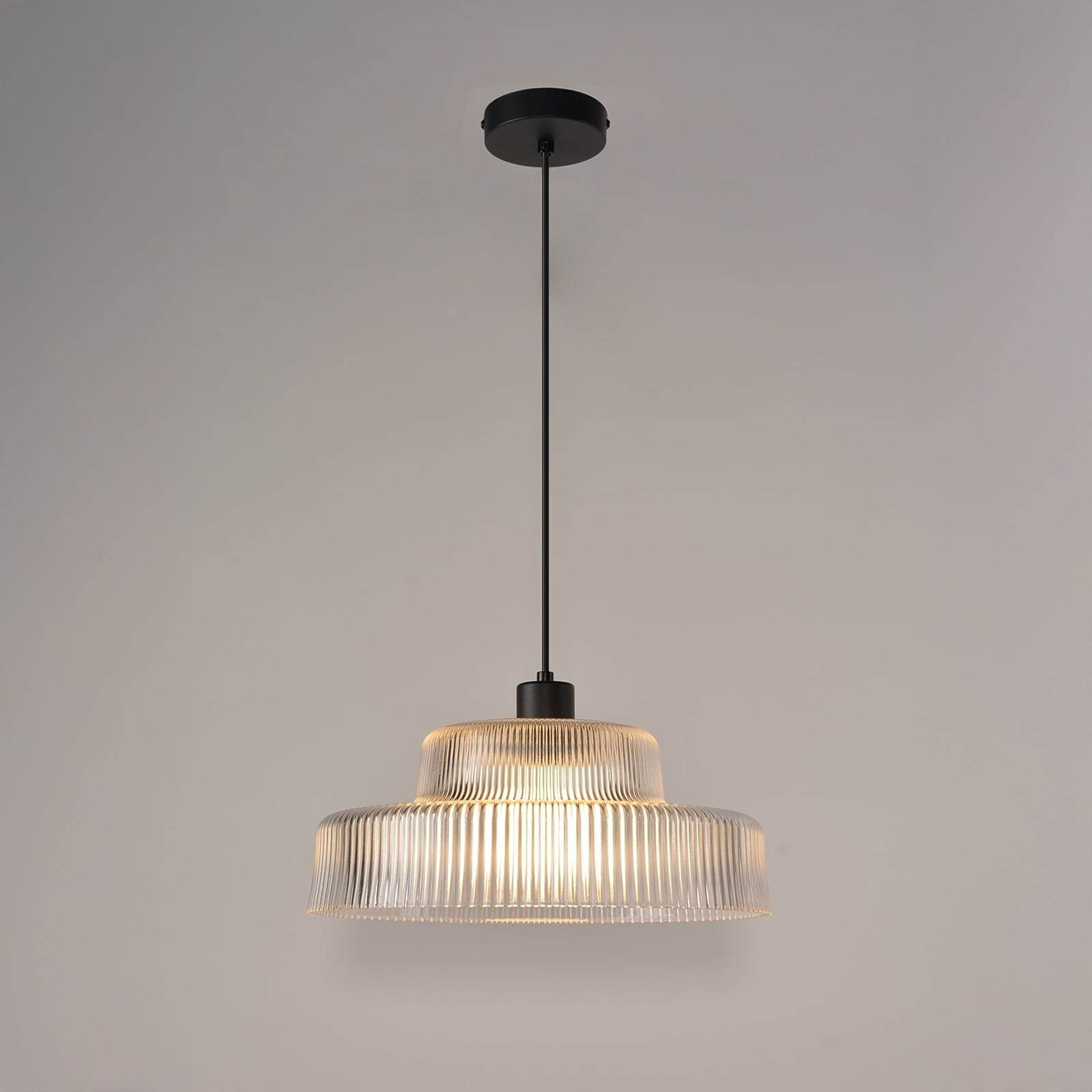 Lampada a sospensione Lorenzo trasparente/nera Ø 35 cm - COREP SAS