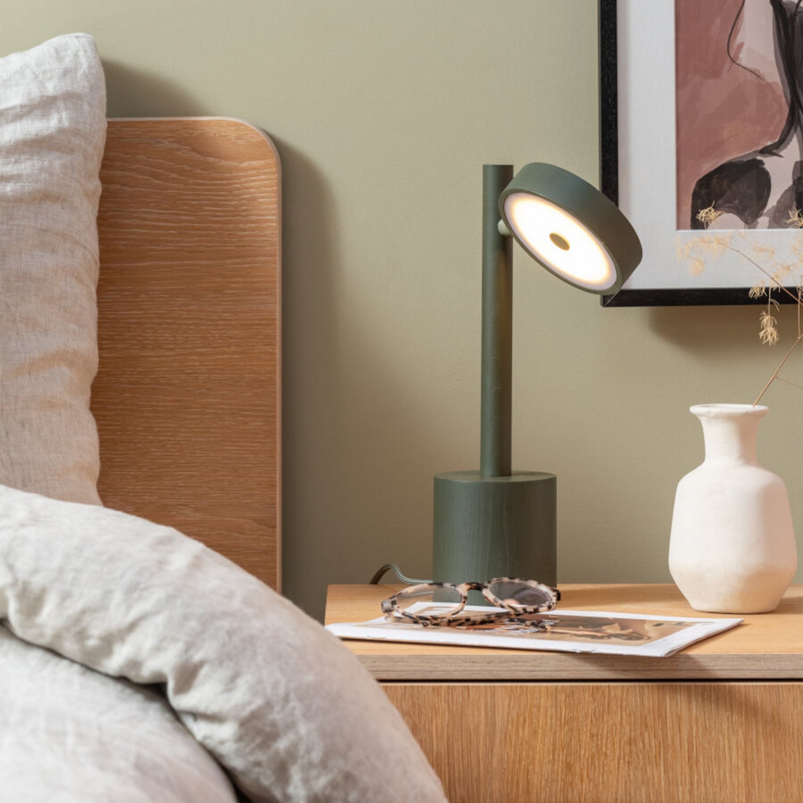 GOOD & MOJO lampada LED da tavolo Okinawa, verde, 35 cm, legno