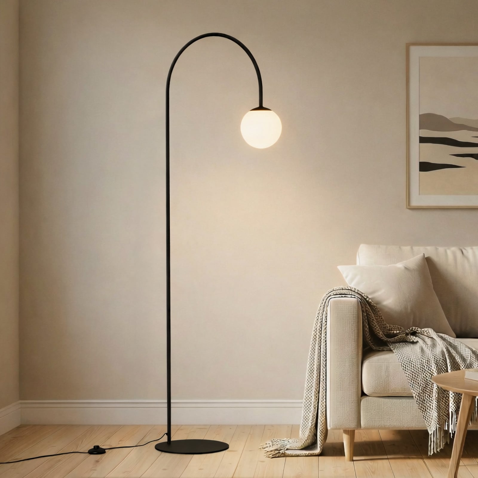 Domiluce Lampadar Nova sticlă/metal negru/alb înălțime 155 cm - Camera de zi / sufragerie - Modern - negru alb