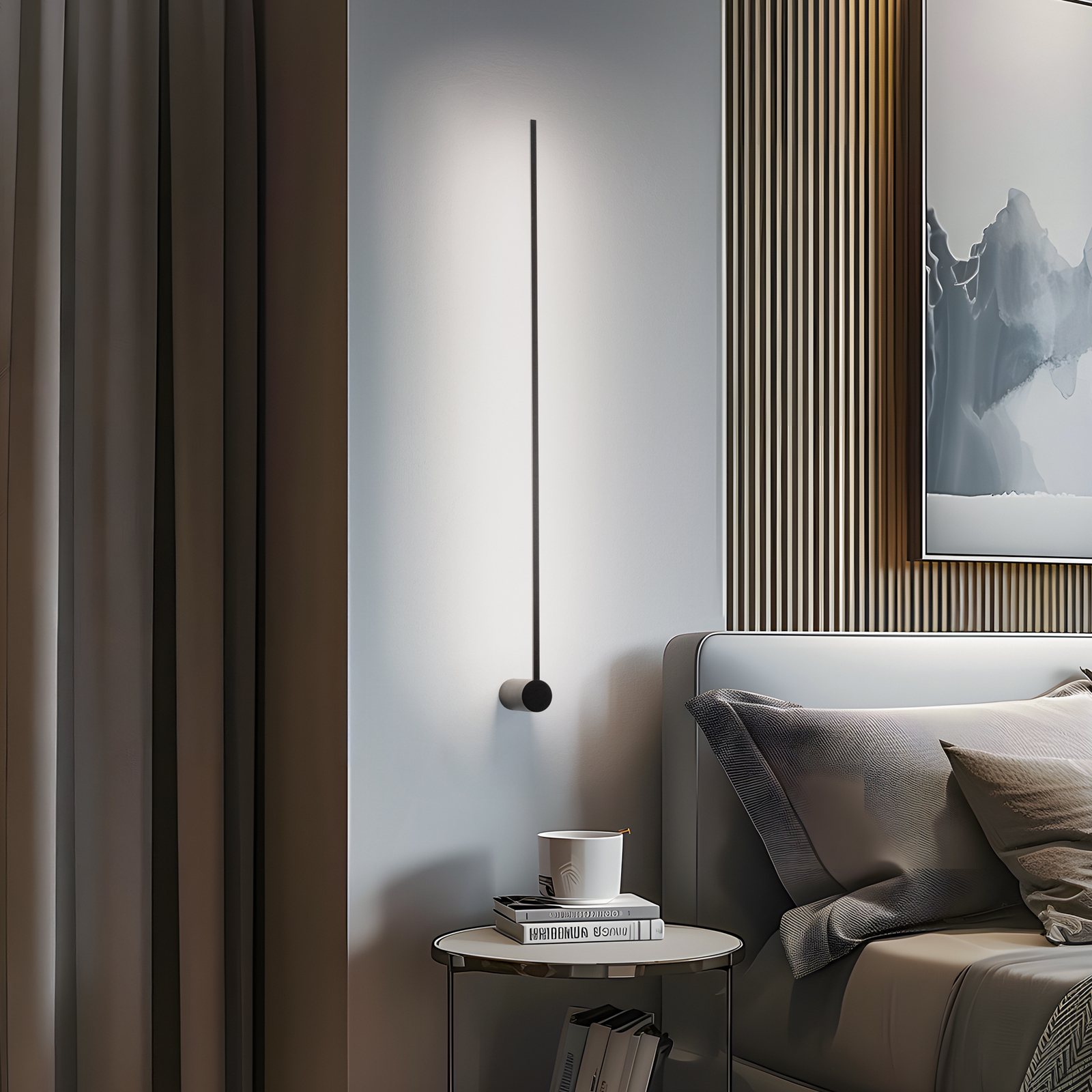 Applique murale LED bras L, 105 cm de haut, noir, métal