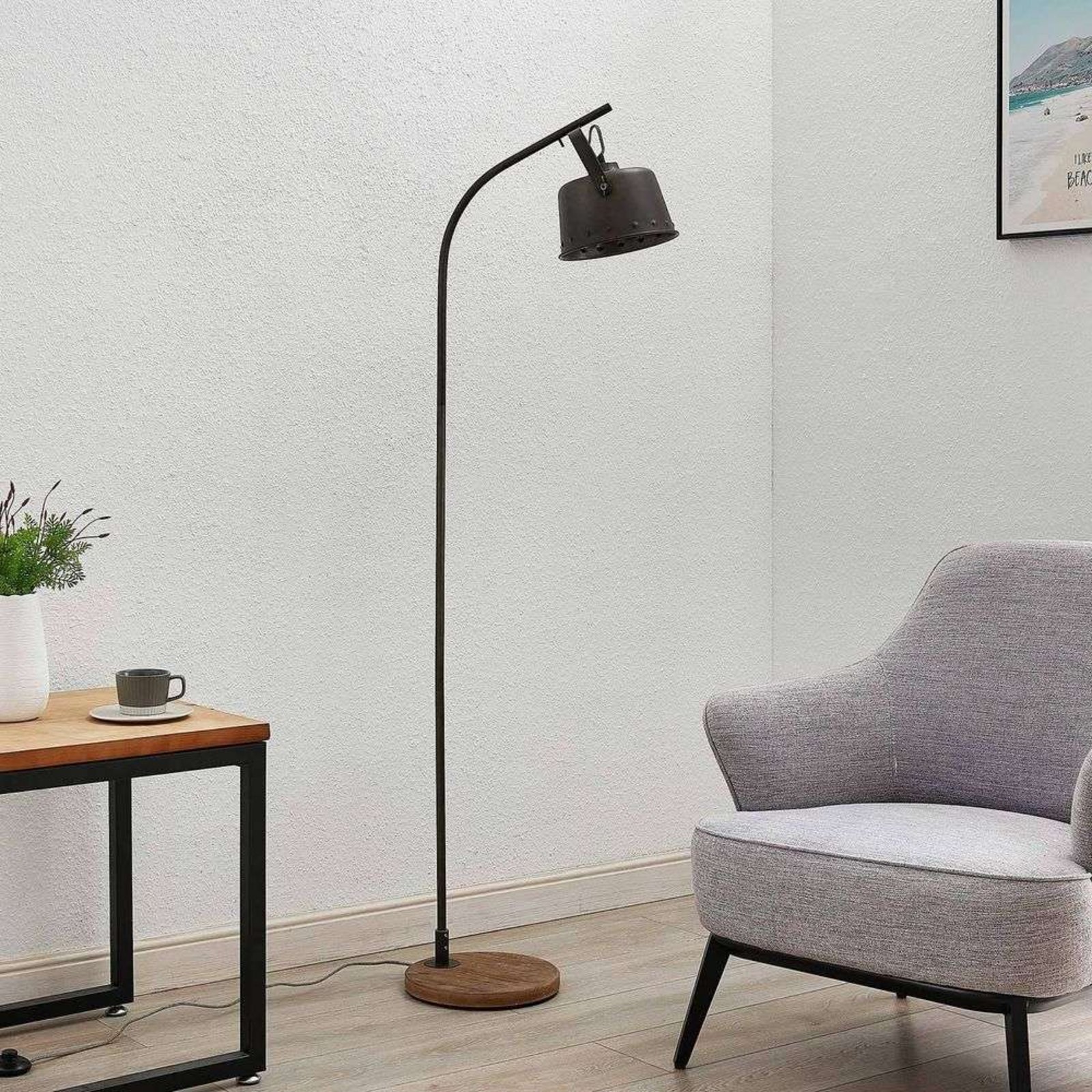 Rubinjo Lampadar Wood/Black - Lindby