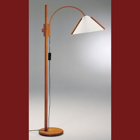 Lampadaire élégant Arcade avec cadre en bois