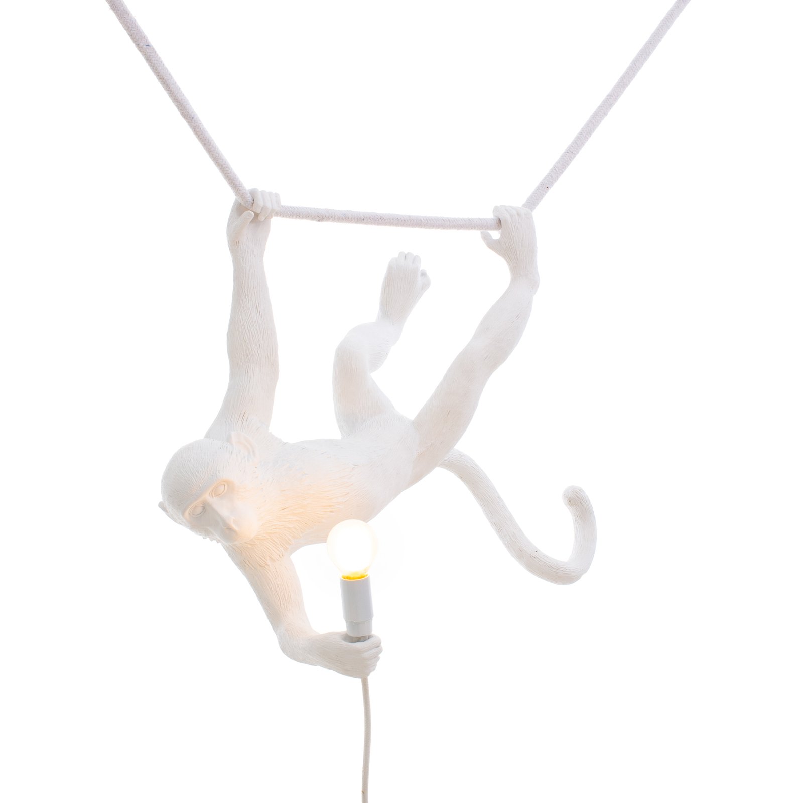 LED decoratie-hanglamp Monkey Lamp wit slingerend