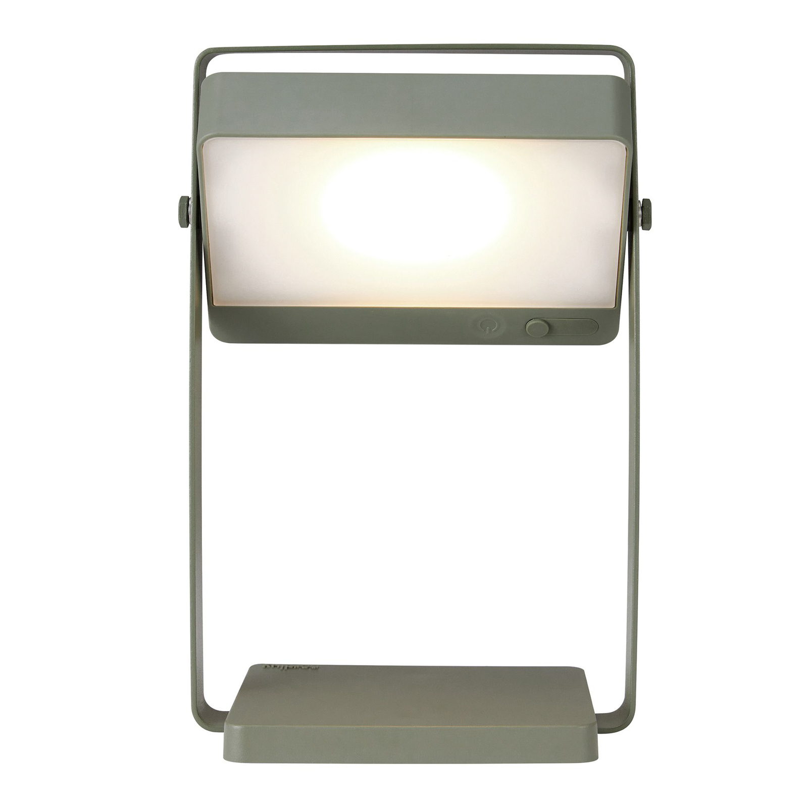 LED-Solar-Tischlampe Saulio, olivgrün, IP44, Alu, USB, Akku