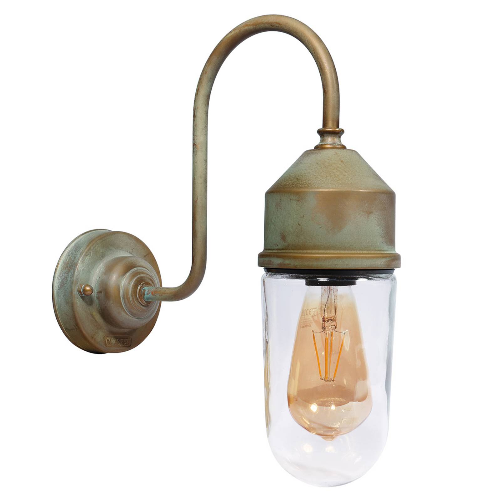 Wandleuchte 1950N messing antik, gerades Glas klar