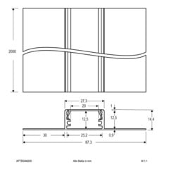 Profilo alluminio 200cm con copertura opale