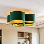 Euluna Lodge ceiling light, 6-bulb, green/gold