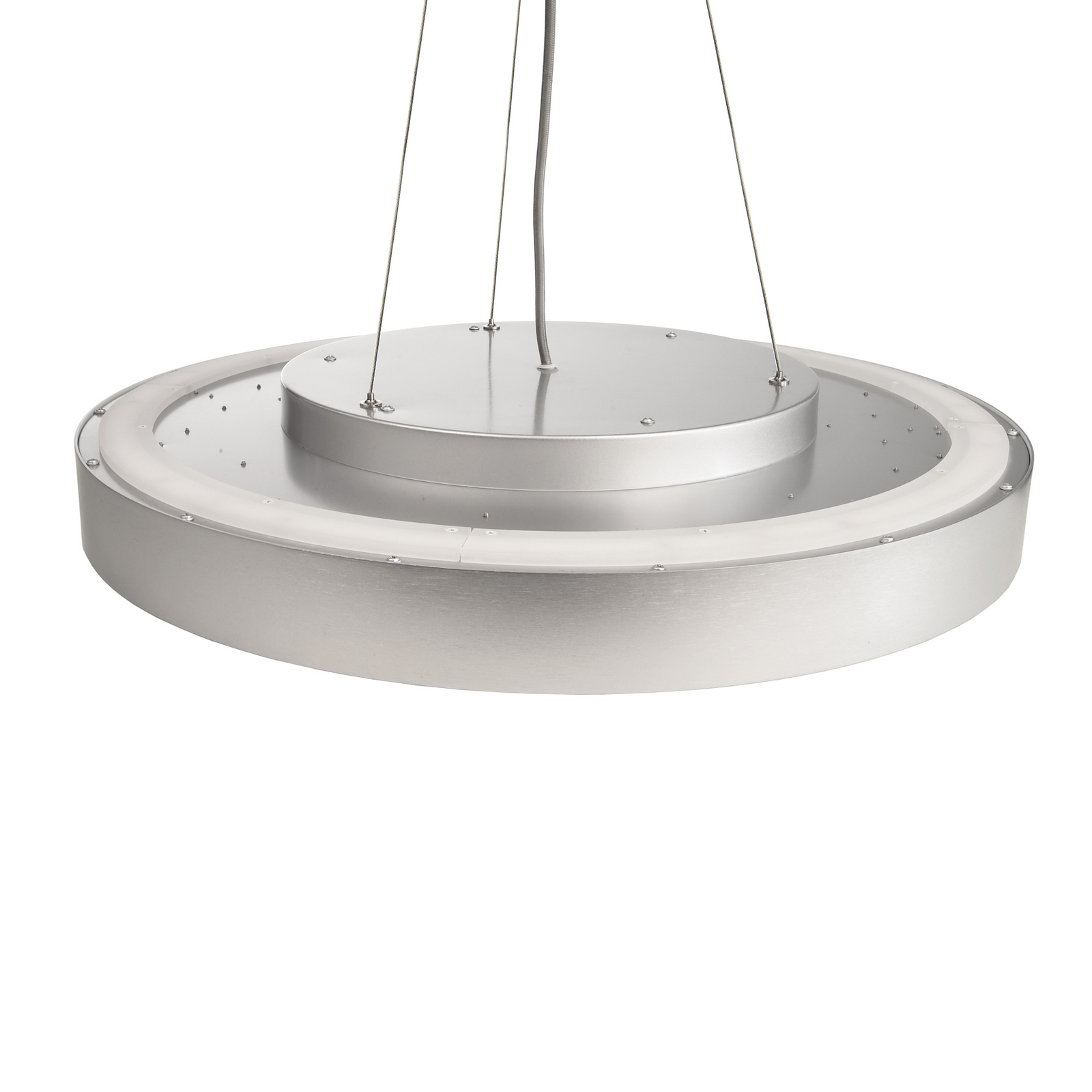 Menkar LED viseća svjetiljka, srebrna, Ø 60 cm, CCT, gore/dolje