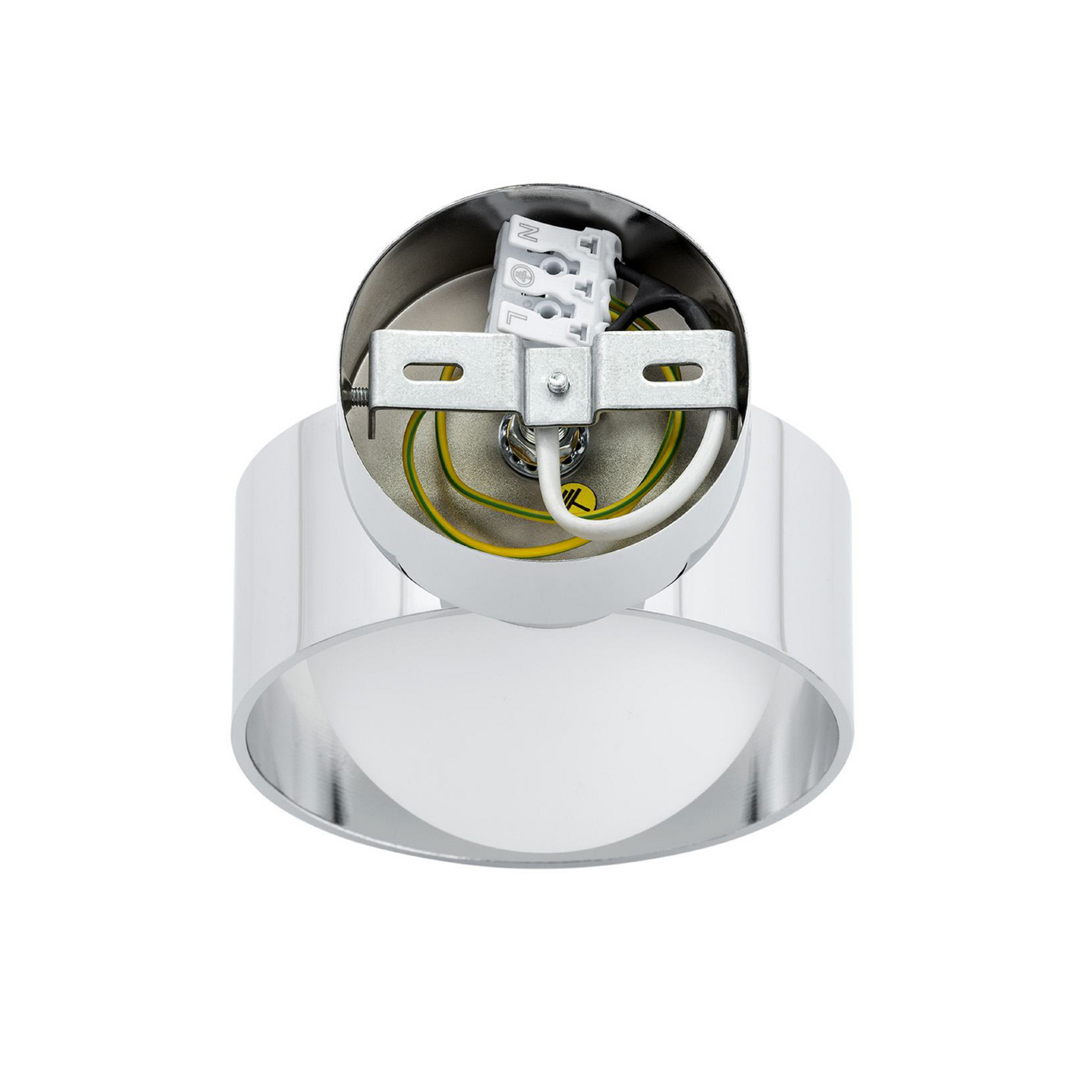 Mado wall light, chrome-coloured steel, opal glass, 1-bulb