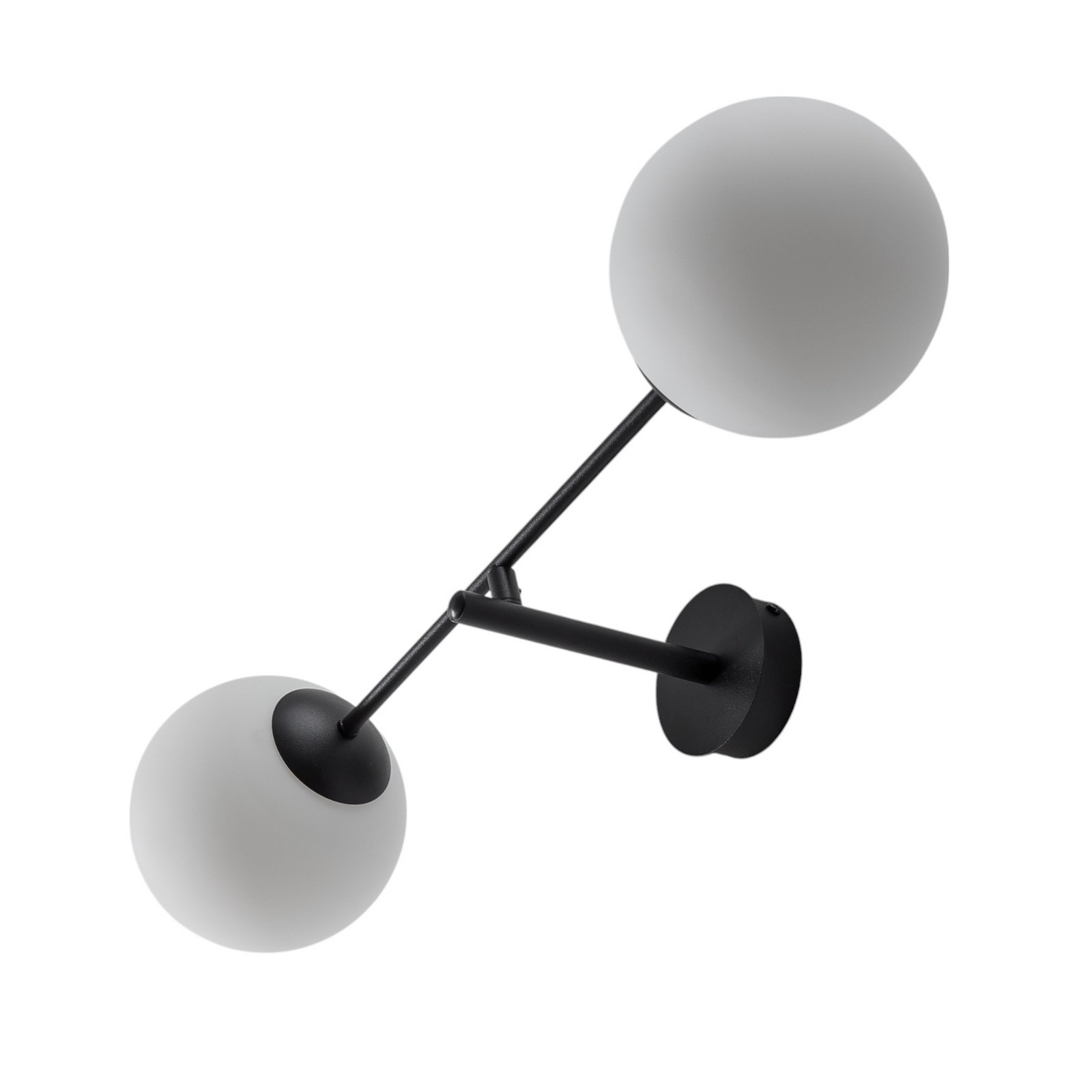 Wandlampe Linear, schwarz/opal, zweiflammig
