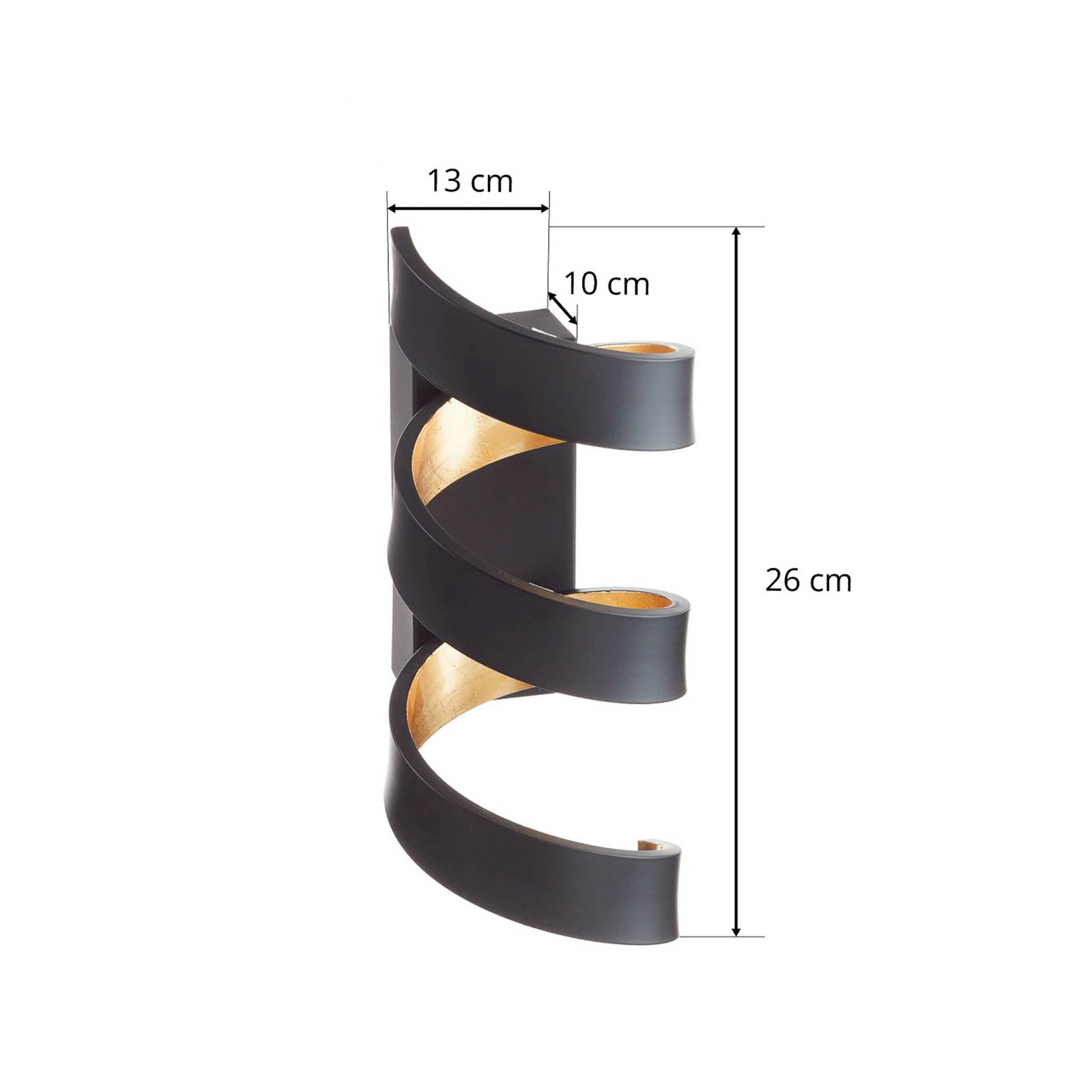 Kinkiet LED Helix, czarno-złoty, 26 cm