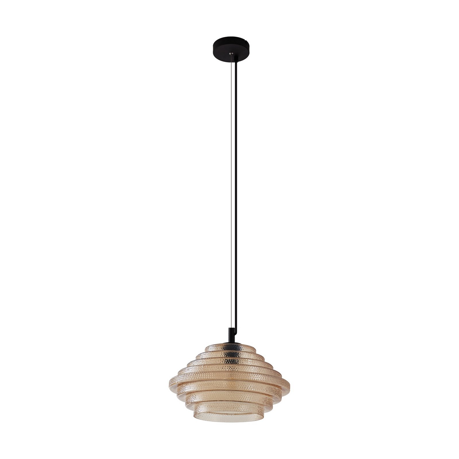 Lindby Pendelleuchte Orliana, Ø 35 cm, amber, Glas