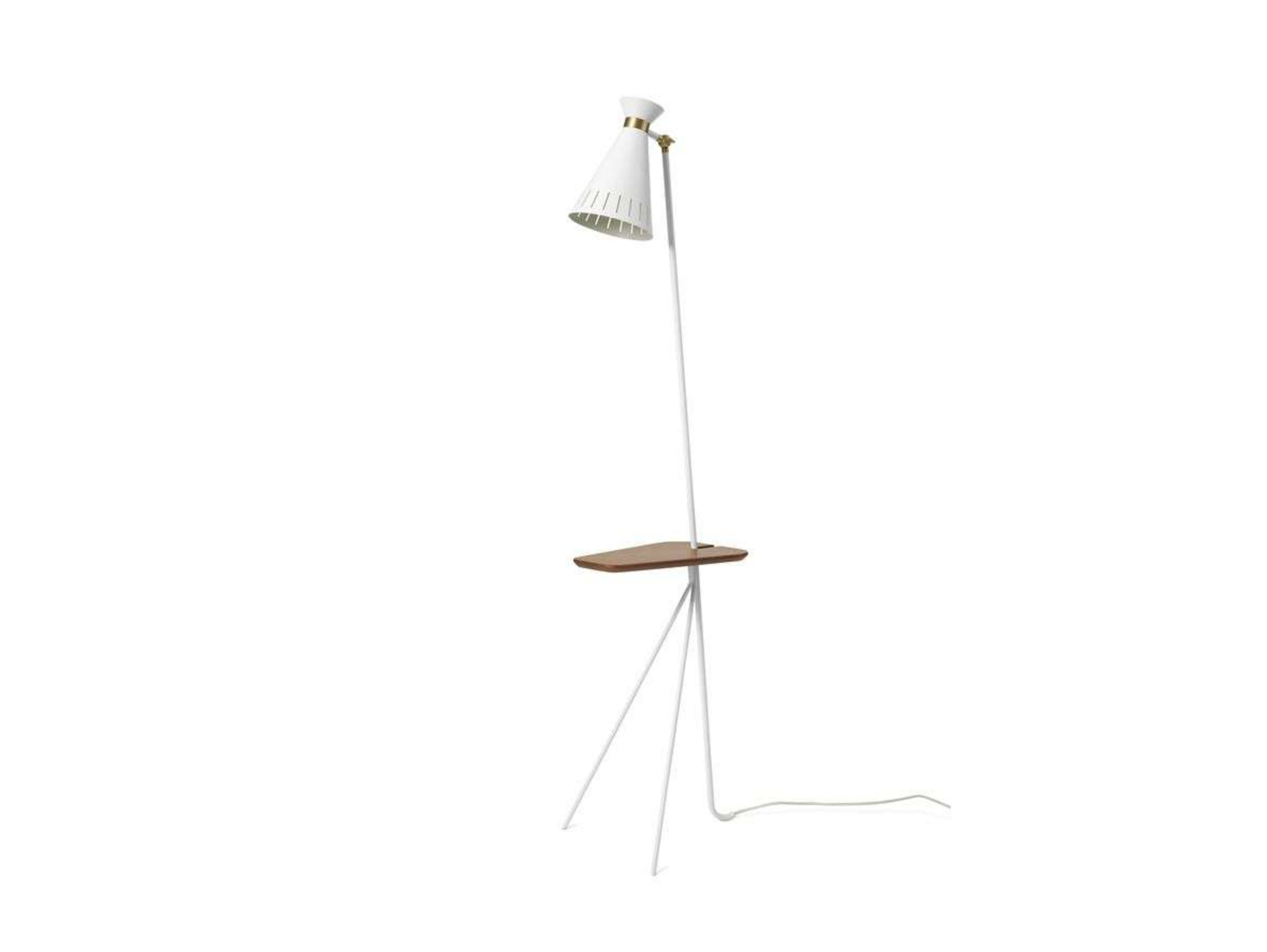 Cone Gulvlampe w/Bord Clear White/Teak - Warm Nordic