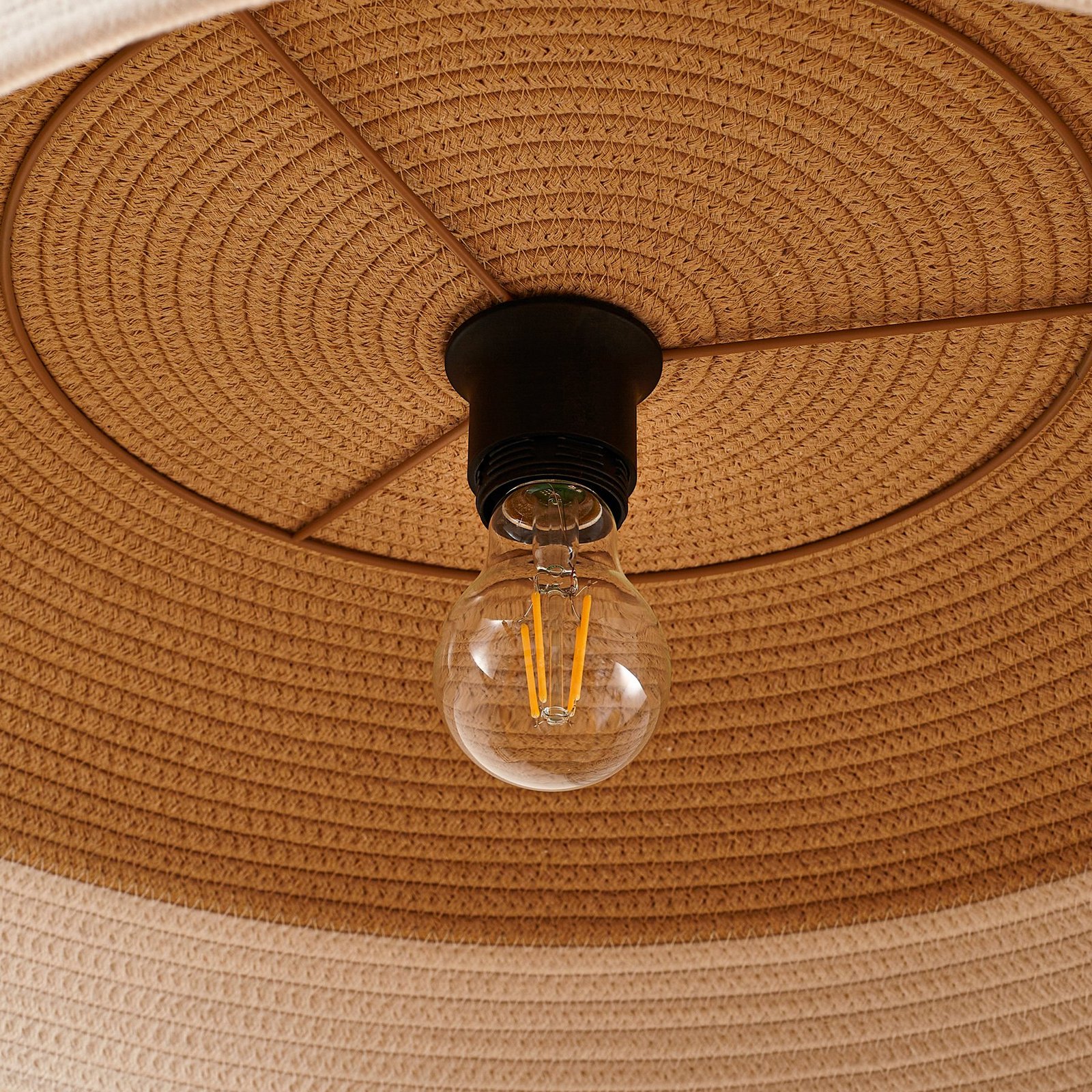 Caliva hanglamp, Ø 60 cm, beige/wit, henneptouw - Lindby Caliva hanglamp, Ø 60 cm, beige/wit, henneptouw - Lindby