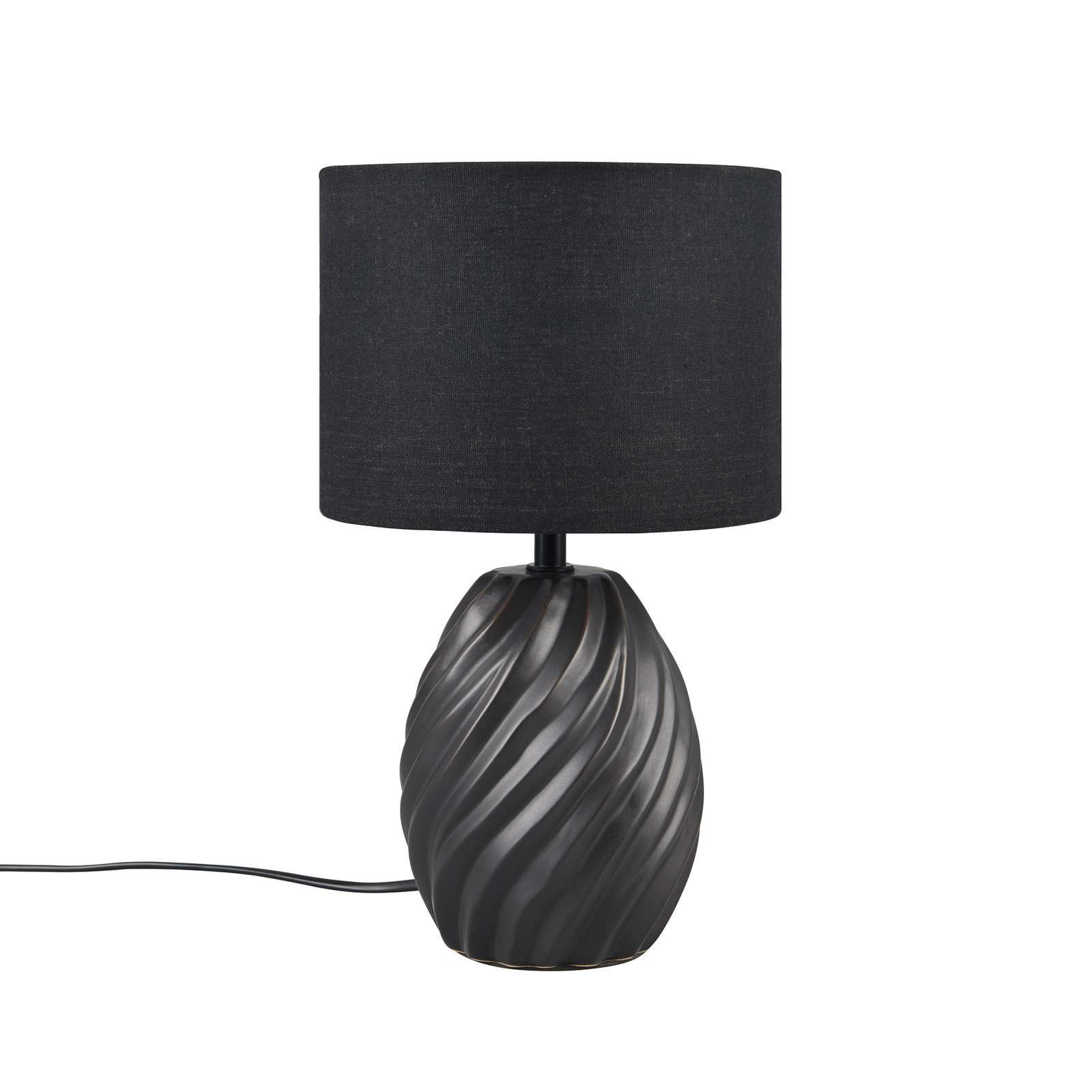 Stolná lampa Melva, matná čierna, Ø 18 cm, keramika, E14