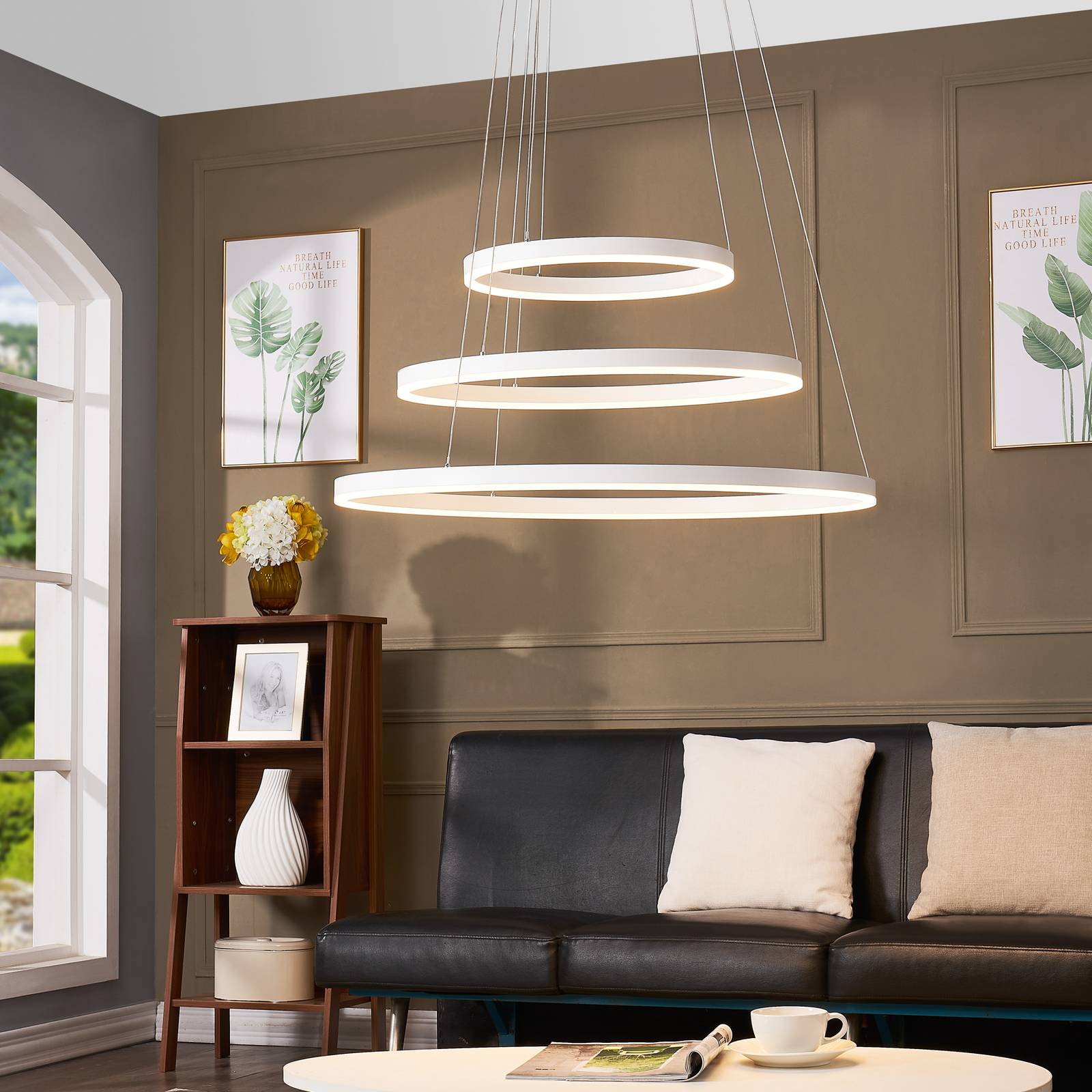 Photos - Chandelier / Lamp Arcchio Albiona LED hanging light, white, 3 rings 