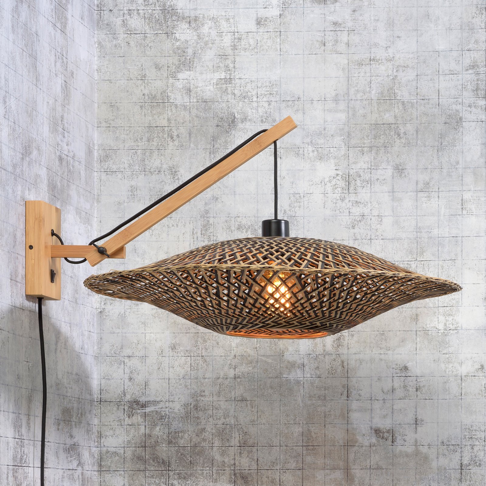 GOOD & MOJO Bali wall lamp 1 arm, natural frame