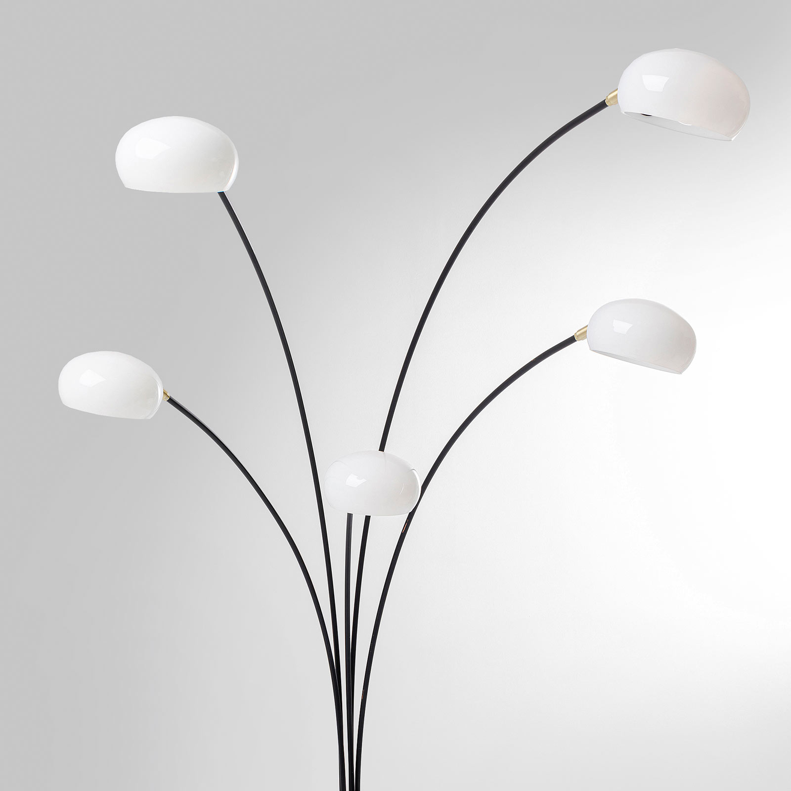 Kare KARE Five Fingers Duo floor lamp black/white/gold, for Living / Dining Room, steel, marble, glass, E14, 25 W, energy efficiency: A++, W: 122 cm, H: 120 cm
