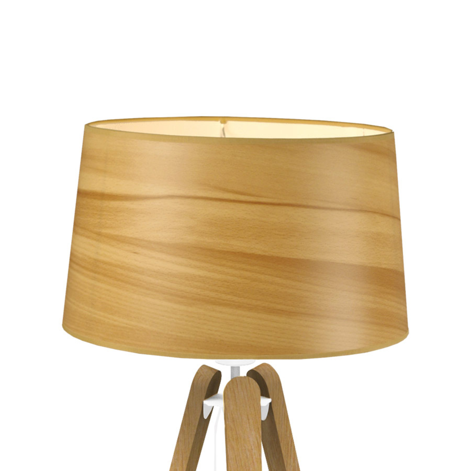 Essence LT table lamp, wood look cotton lampshade