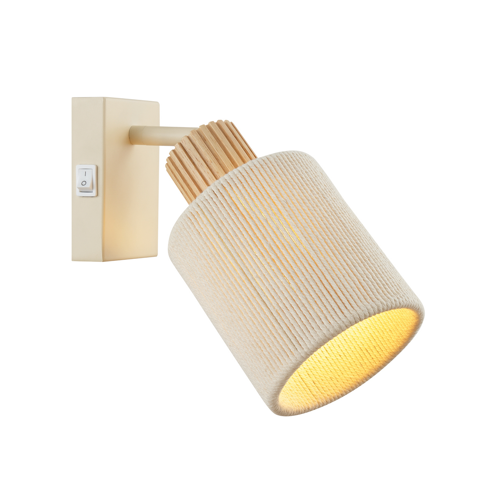 Wandleuchte Arlo, beige/holzfarben, Textil, Höhe 21 cm, E27 Wandleuchte Arlo, beige/holzfarben, Textil, Höhe 21 cm, E27