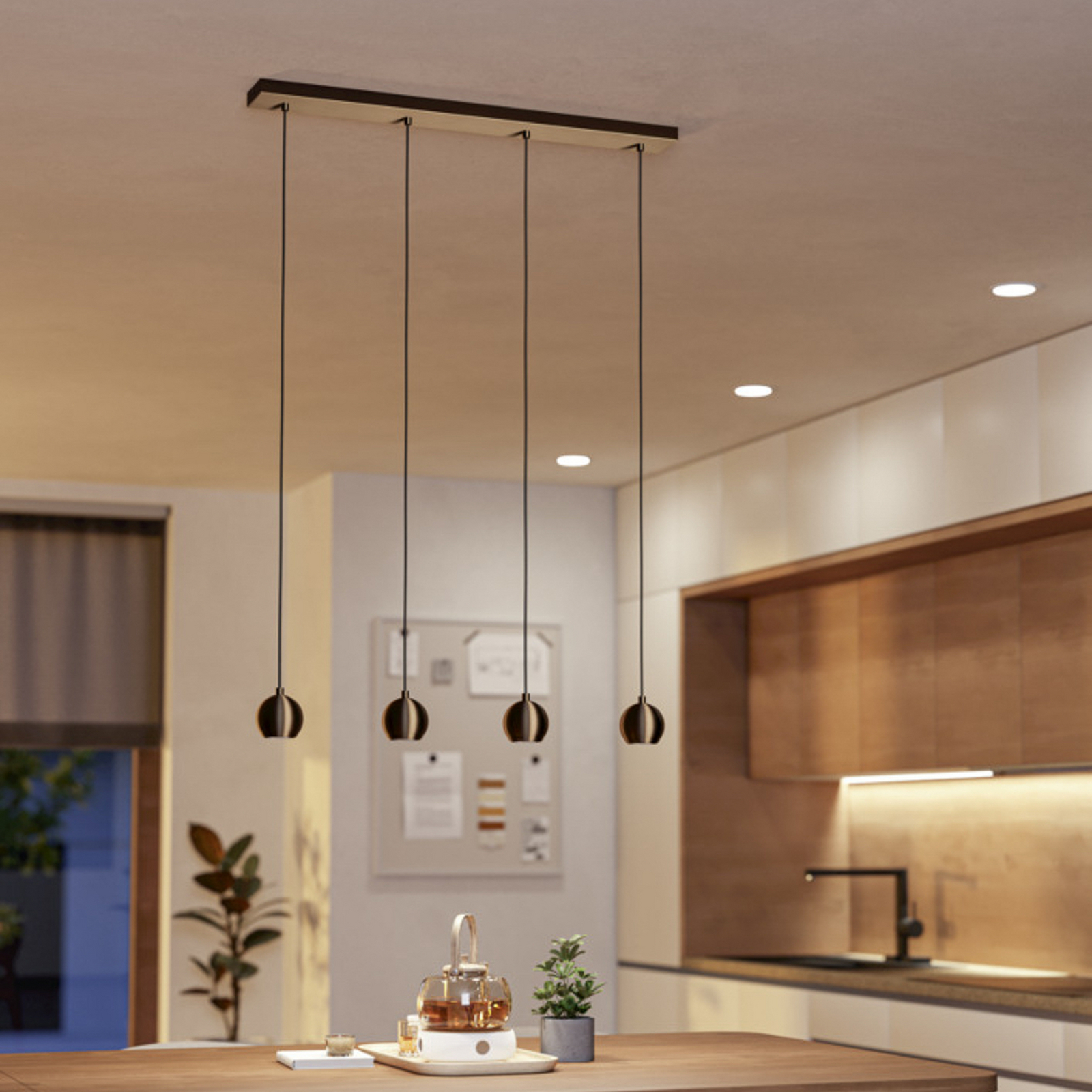 EGLO hanglamp BIMEDA 1, bronskleurig, lengte 77 cm, 4-lamps. EGLO hanglamp BIMEDA 1, bronskleurig, lengte 77 cm, 4-lamps.
