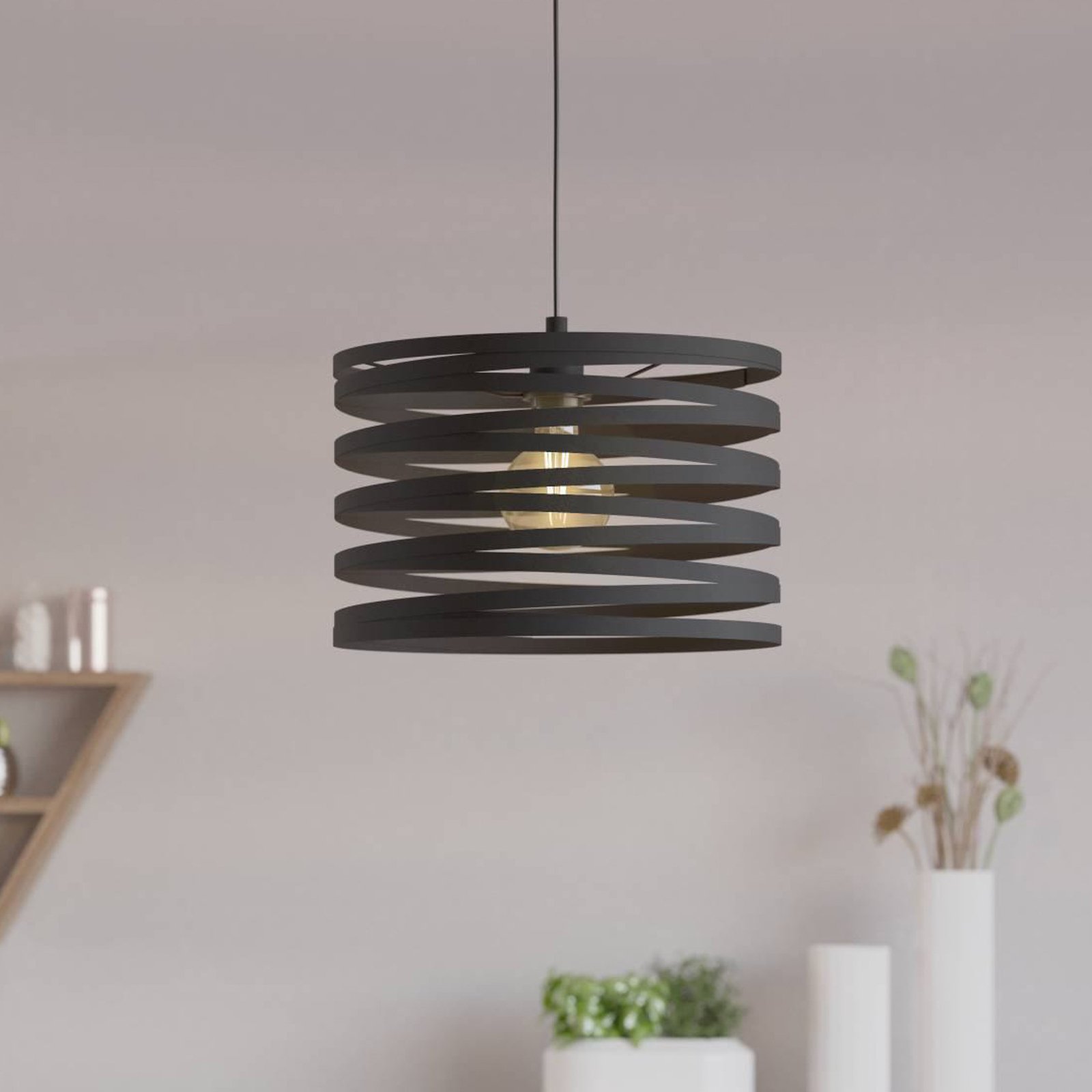 Cremella pendant light, Ø 37 cm, black, steel