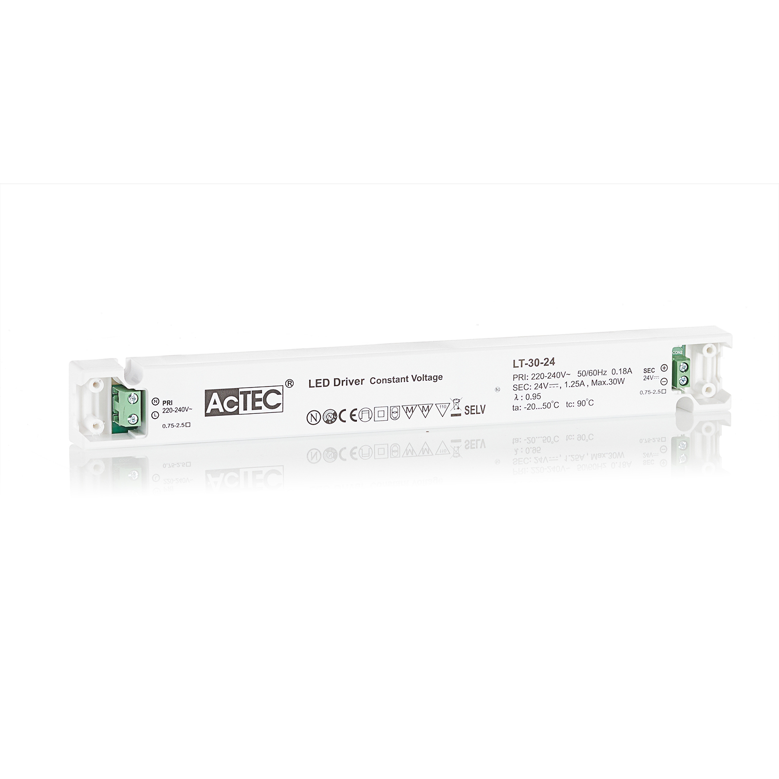 ACTEC AcTEC LT LED driver CV 24 V, 30 W, plastic, L: 25.1 cm, W: 3 cm, H: 1.6 cm
