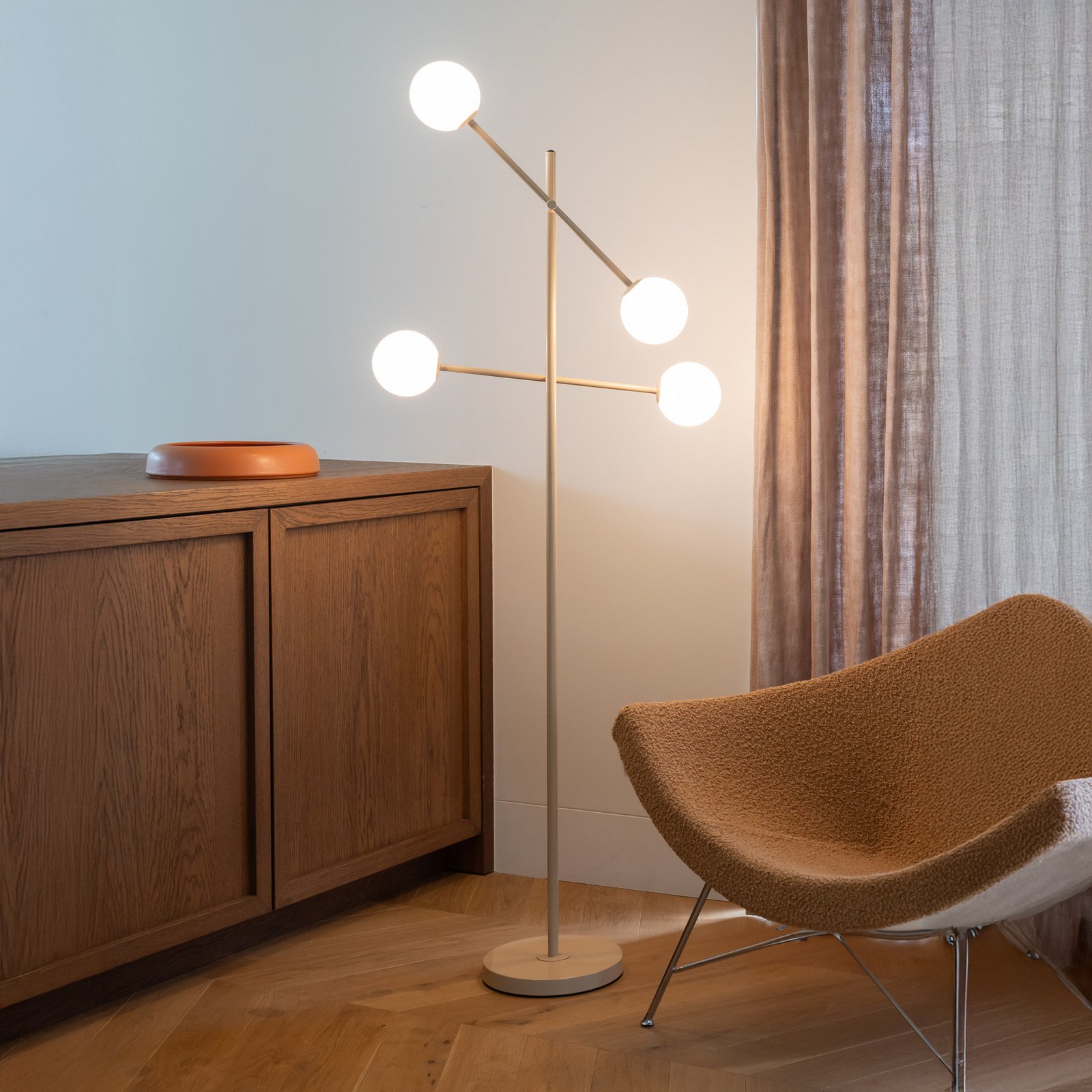 IT'S ABOUT ROMI Stehlampe Copenhagen, beige, Glas, drehbar