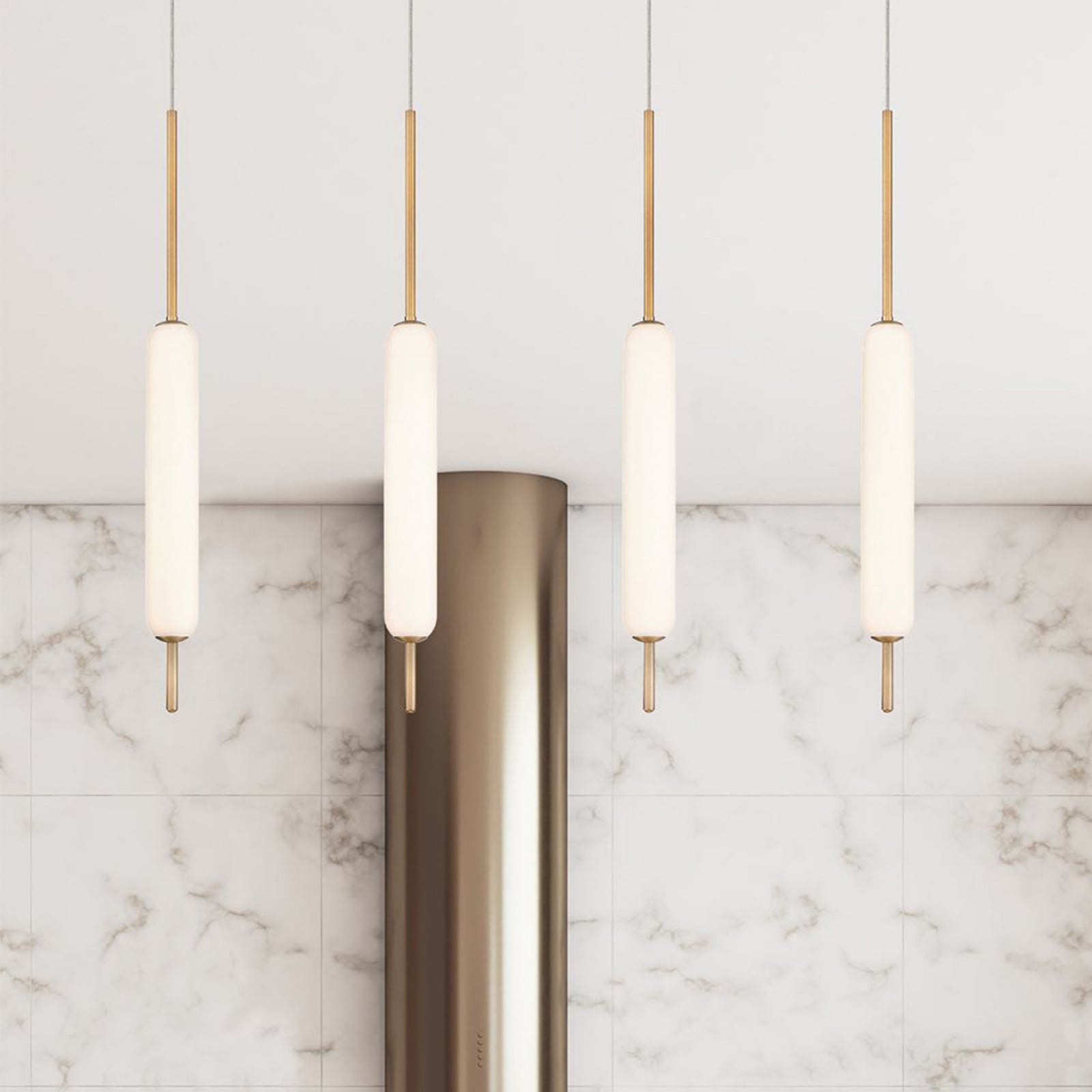 Quintiesse Lampă suspendată LED CUMBERLAND auriu Ø 13 cm metal/sticlă - Camera de zi / sufragerie - Modern - auriu periat alb opal