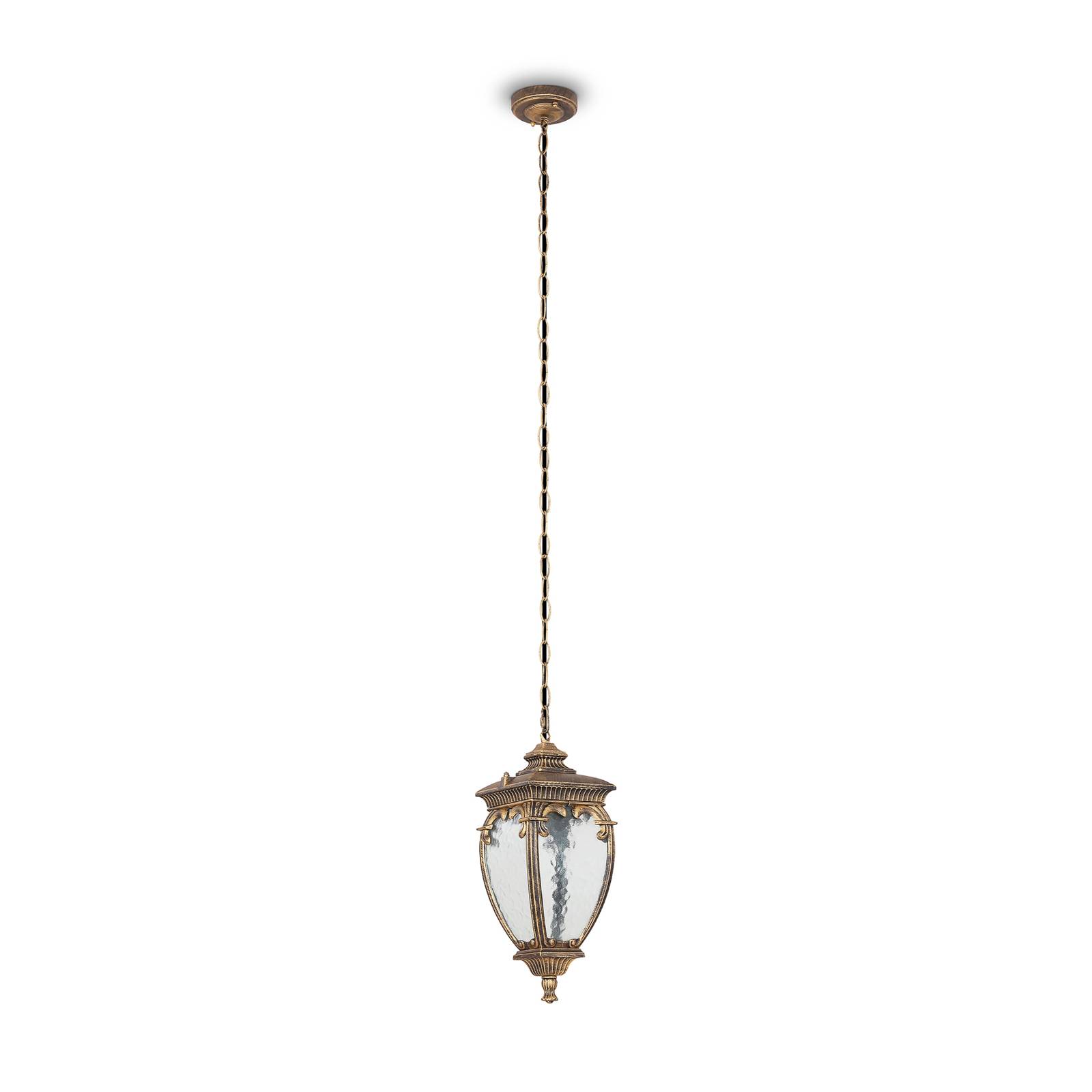 Maytoni Fleur outdoor hanging light, gold, aluminium, glass, E27, 60 W, H: 40 cm