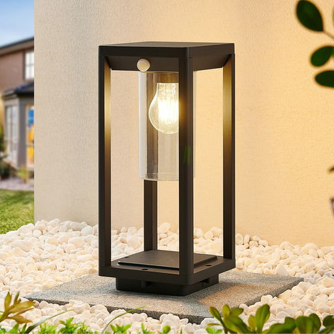 Lindby Abilum pillar light, dark grey, 35 cm